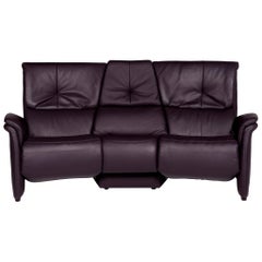 Himolla Leather Sofa Purple Eggplant Two-Seat Function Relax Function Couch