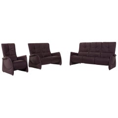 Himolla Leather Sofa Set Aubergine Violet 1 Three-Seat 1 Two-Seat 1
