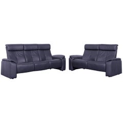 Himolla Leather Sofa Set Black Three-Seat Two-Seat