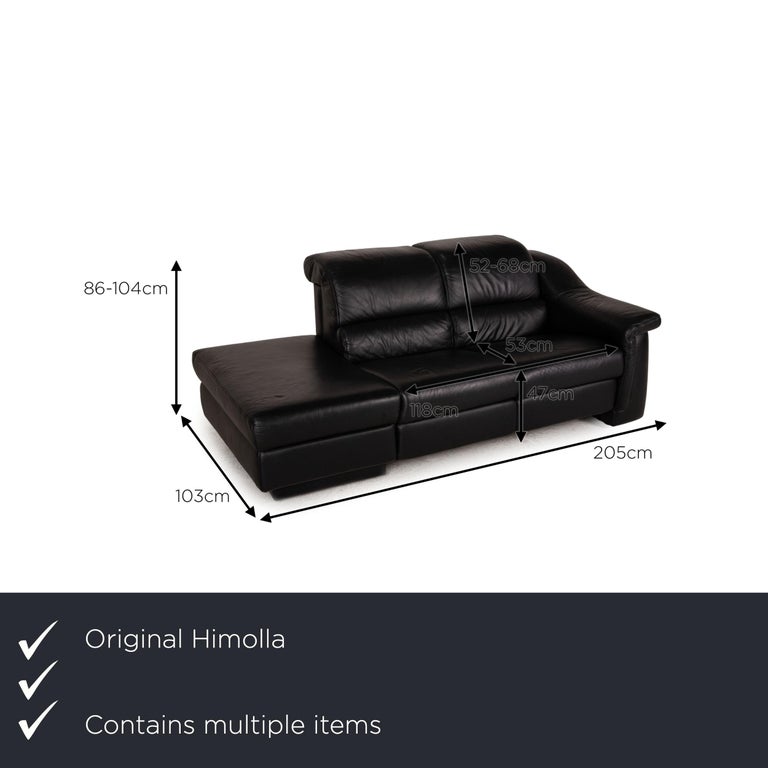 Himolla Leather Sofa Set Black Two-Seater Couch Function Relax Function For  Sale at 1stDibs