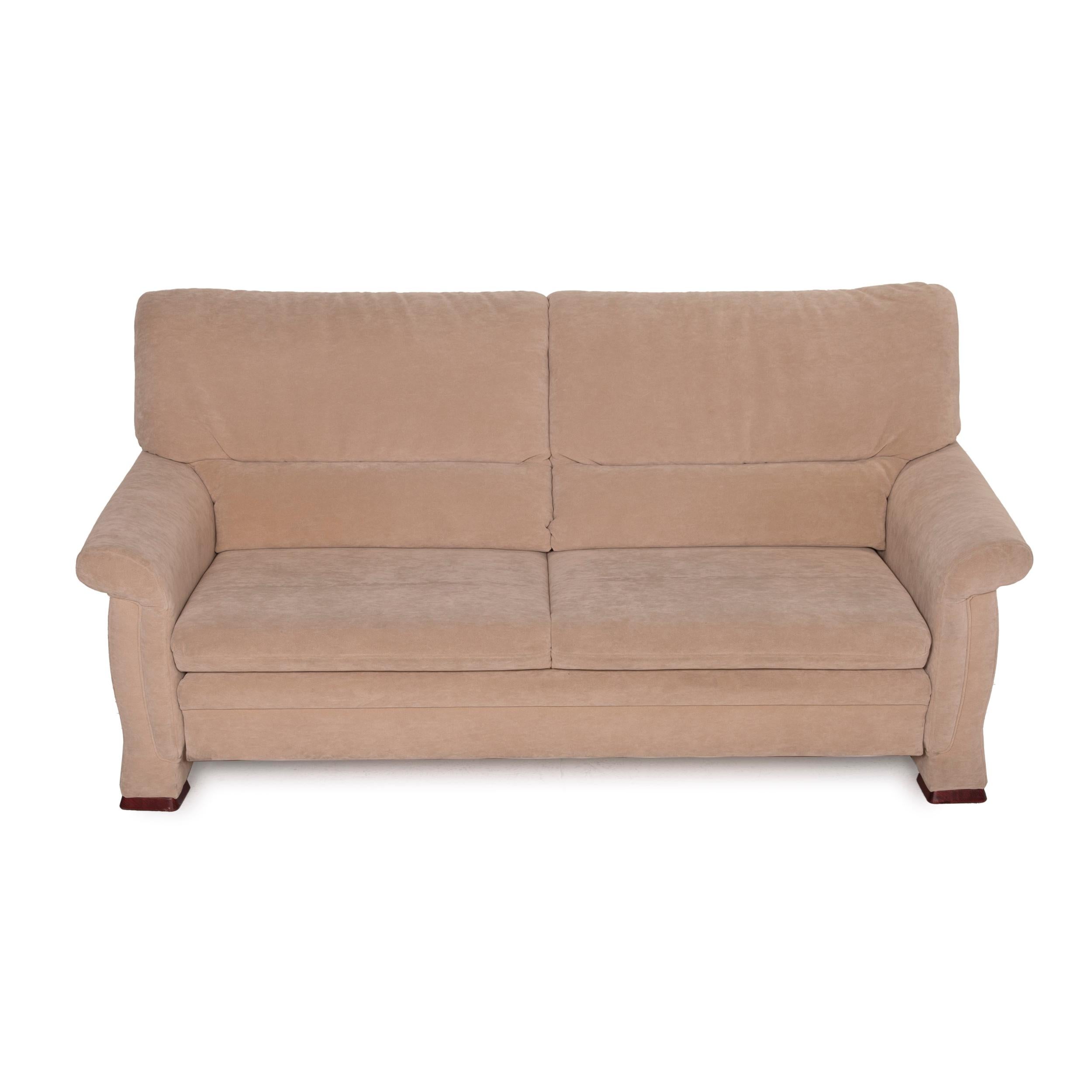 Himolla Microfiber Sofa Beige Two-Seater Sofa Bed Sleeping Function For Sale 3