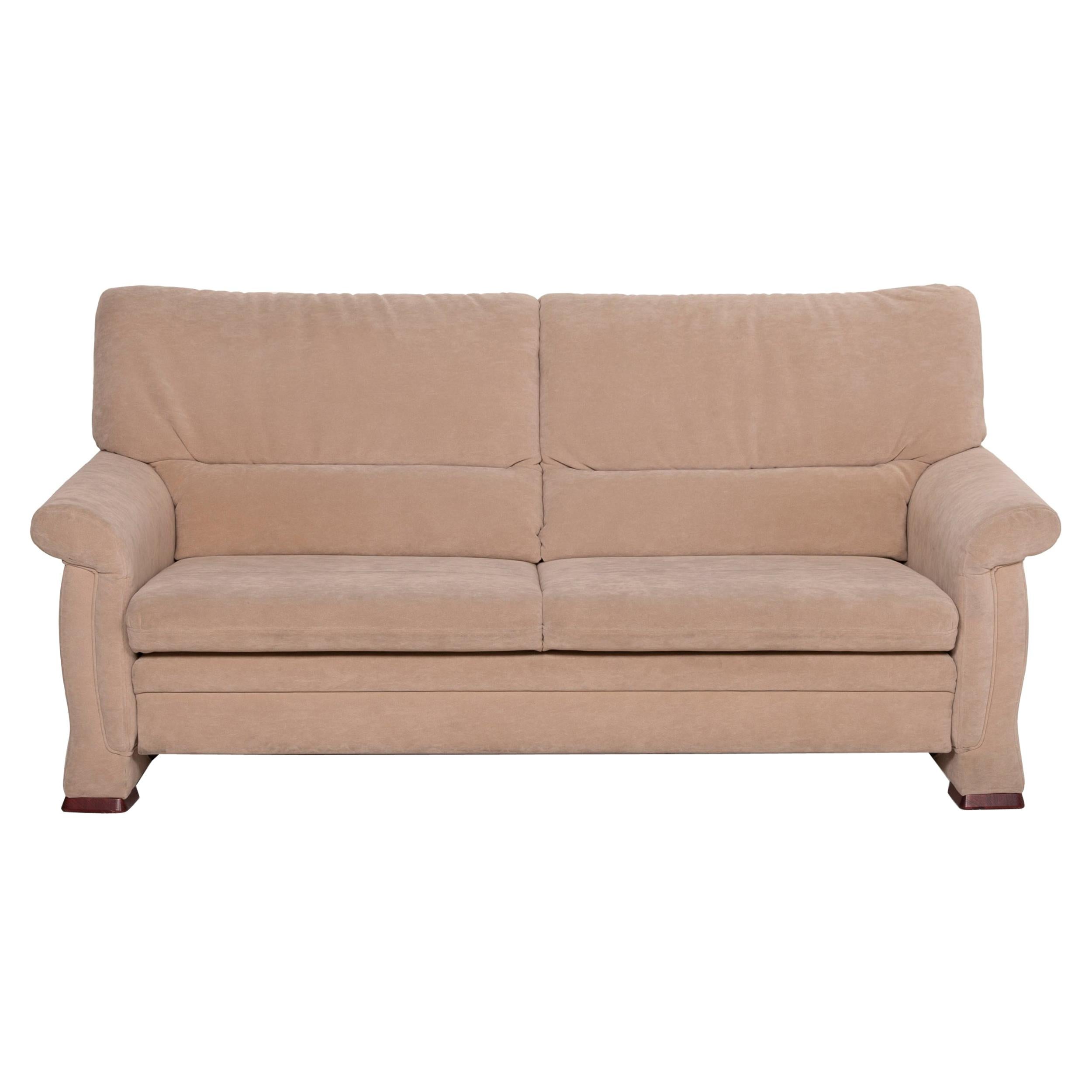 Himolla Microfiber Sofa Beige Two-Seater Sofa Bed Sleeping Function For Sale