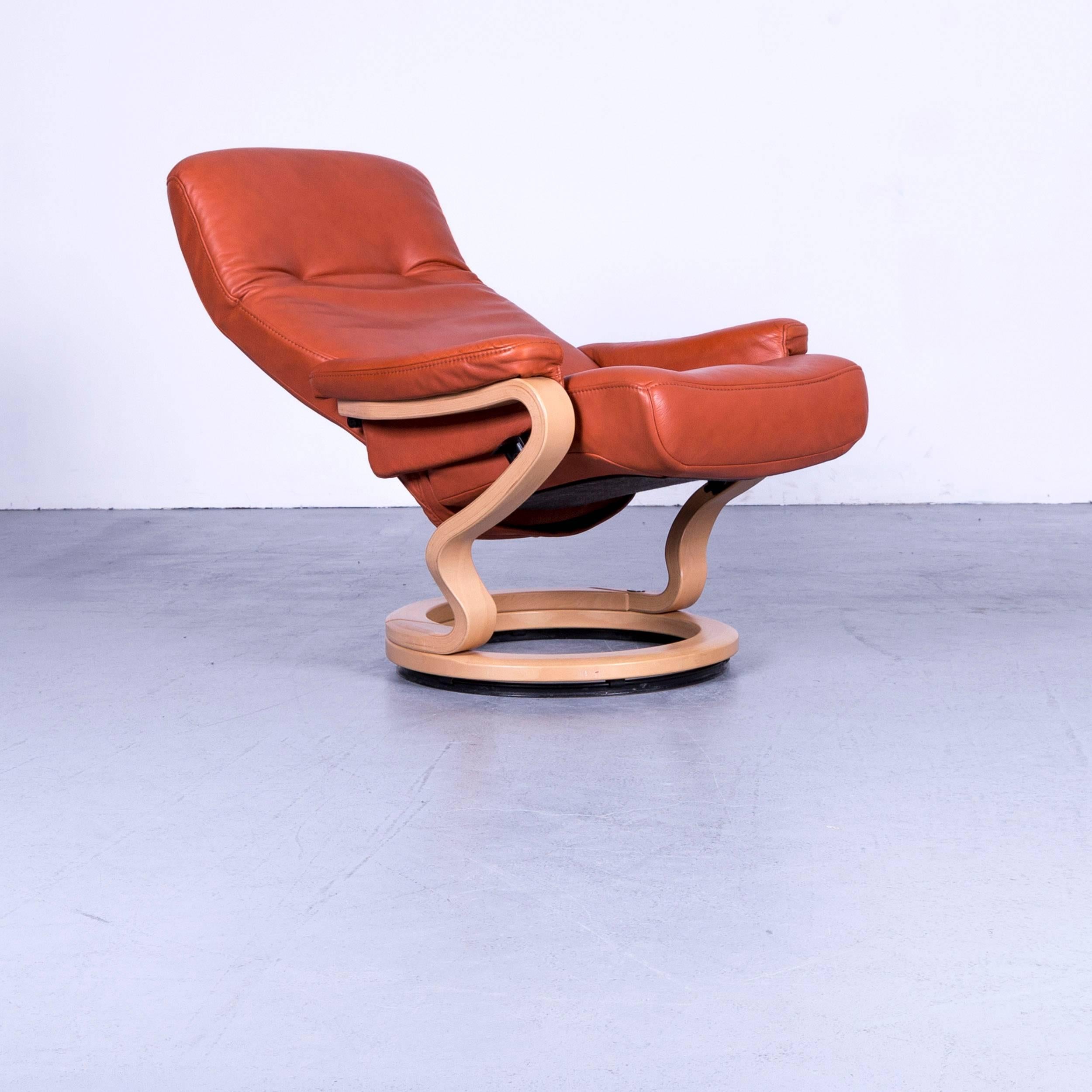 Himolla Sleepply Designer Leather Sofa Orange Set Three-Seat, Armchair and Stool 2