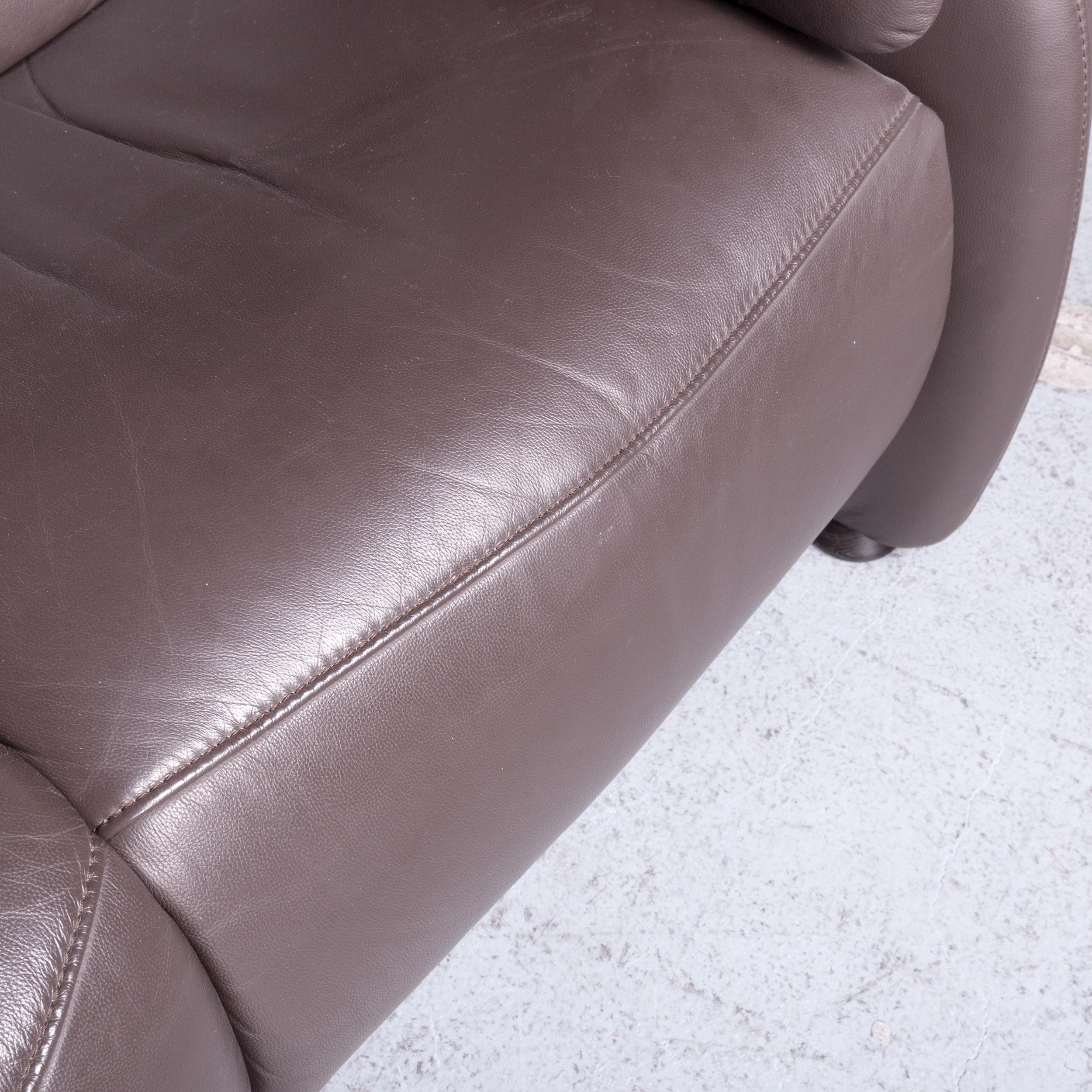 Himolla Trapez Sofa Brown Leather Three-Seat Couch Recliner Function In Good Condition For Sale In Cologne, DE