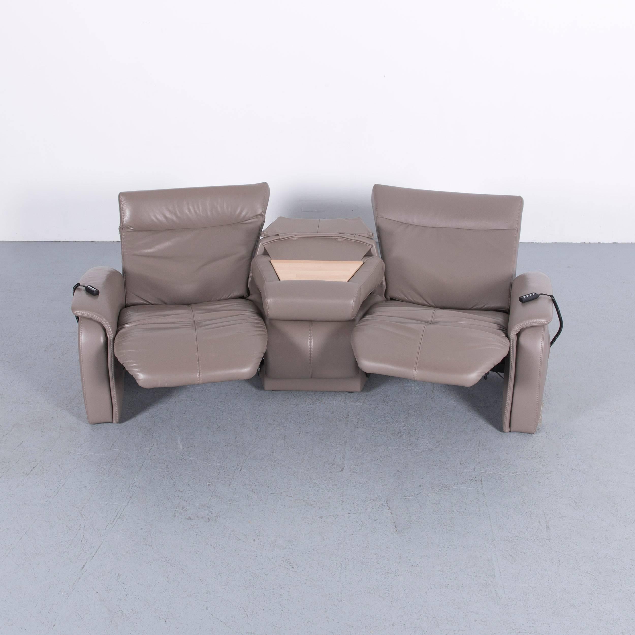 Himolla Trapez Sofa Grey Brown Three-Seat Couch Recliner 1