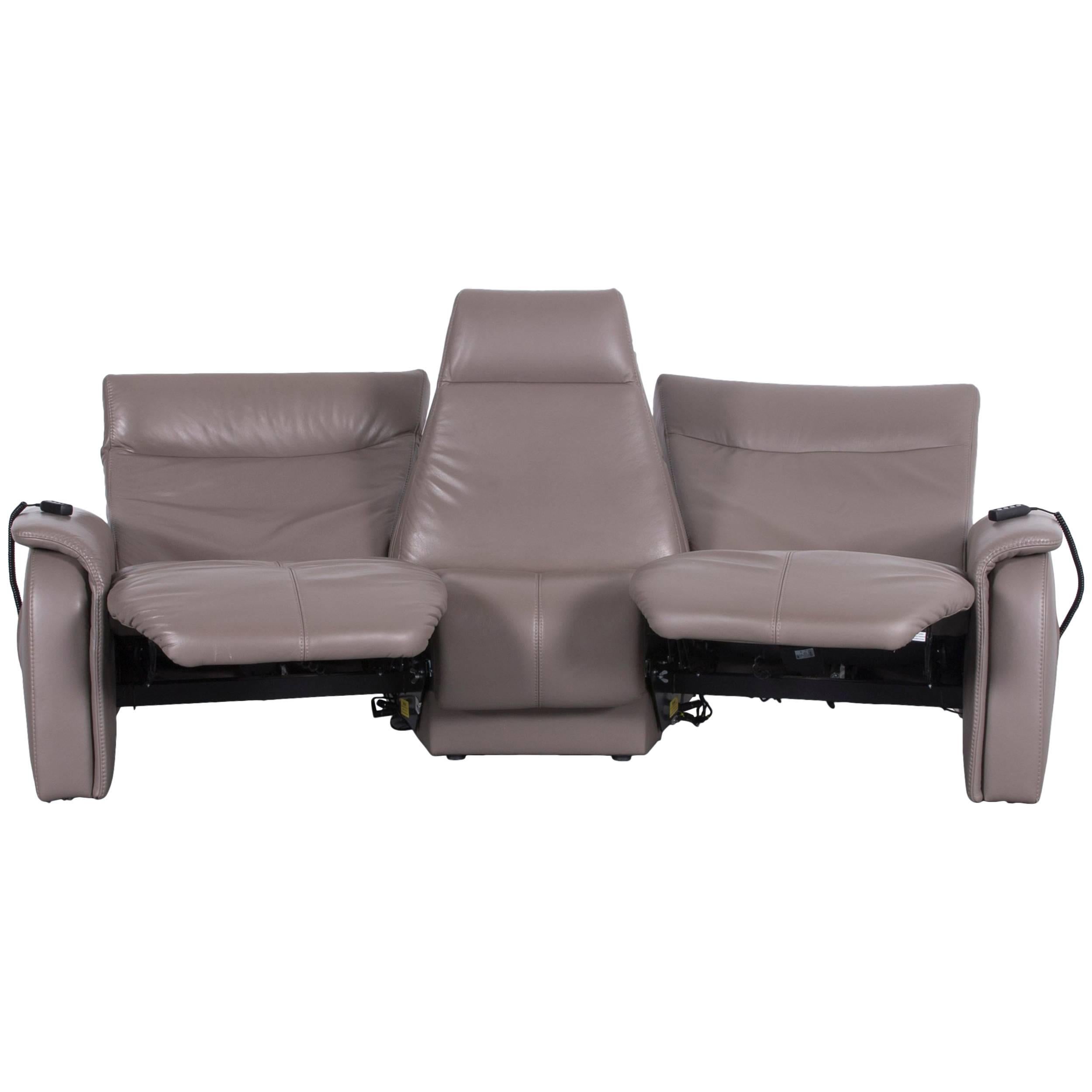 Himolla Trapez Sofa Grey Brown Three-Seat Couch Recliner