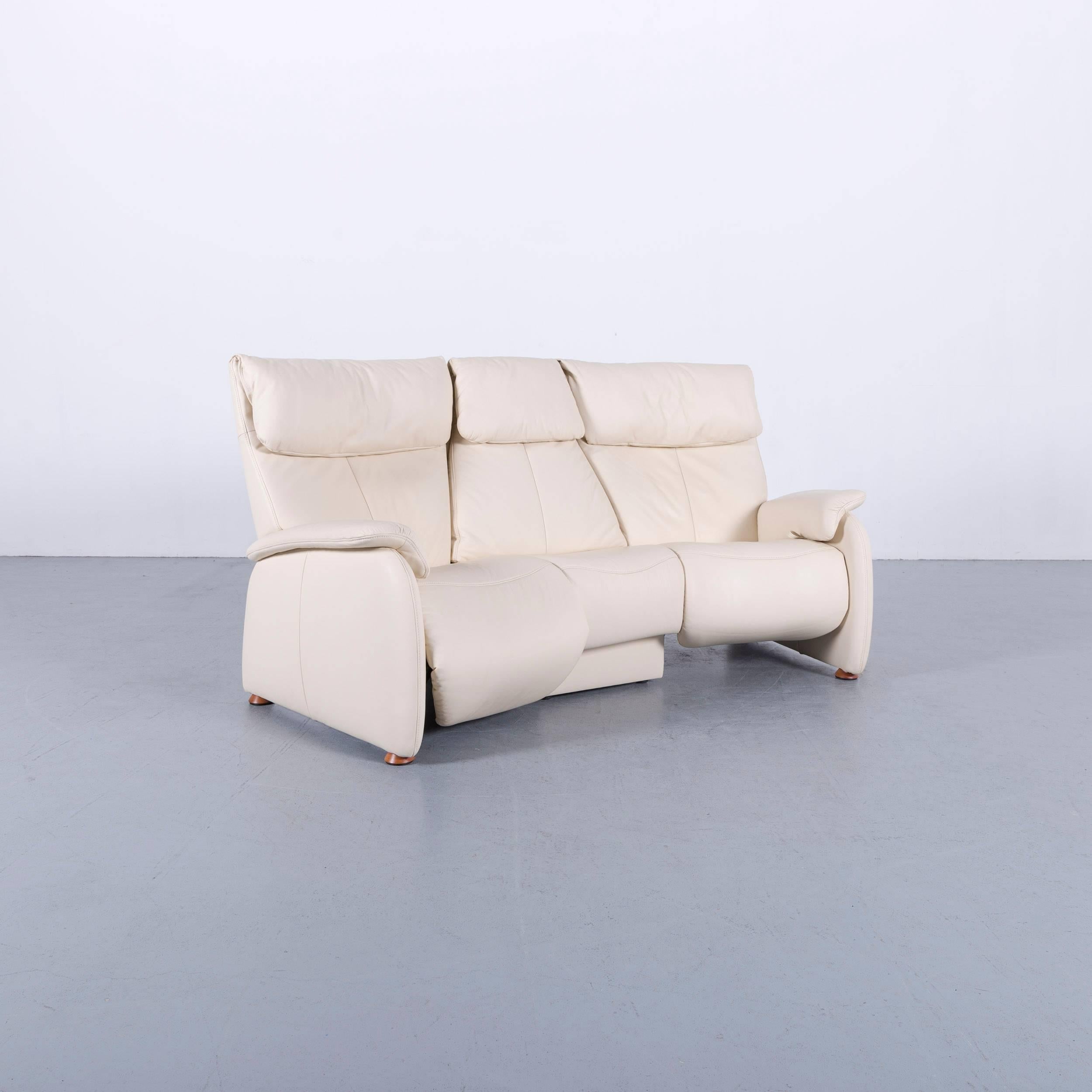 Contemporary Himolla Trapez Sofa Off-White Three-Seat Couch Recliner