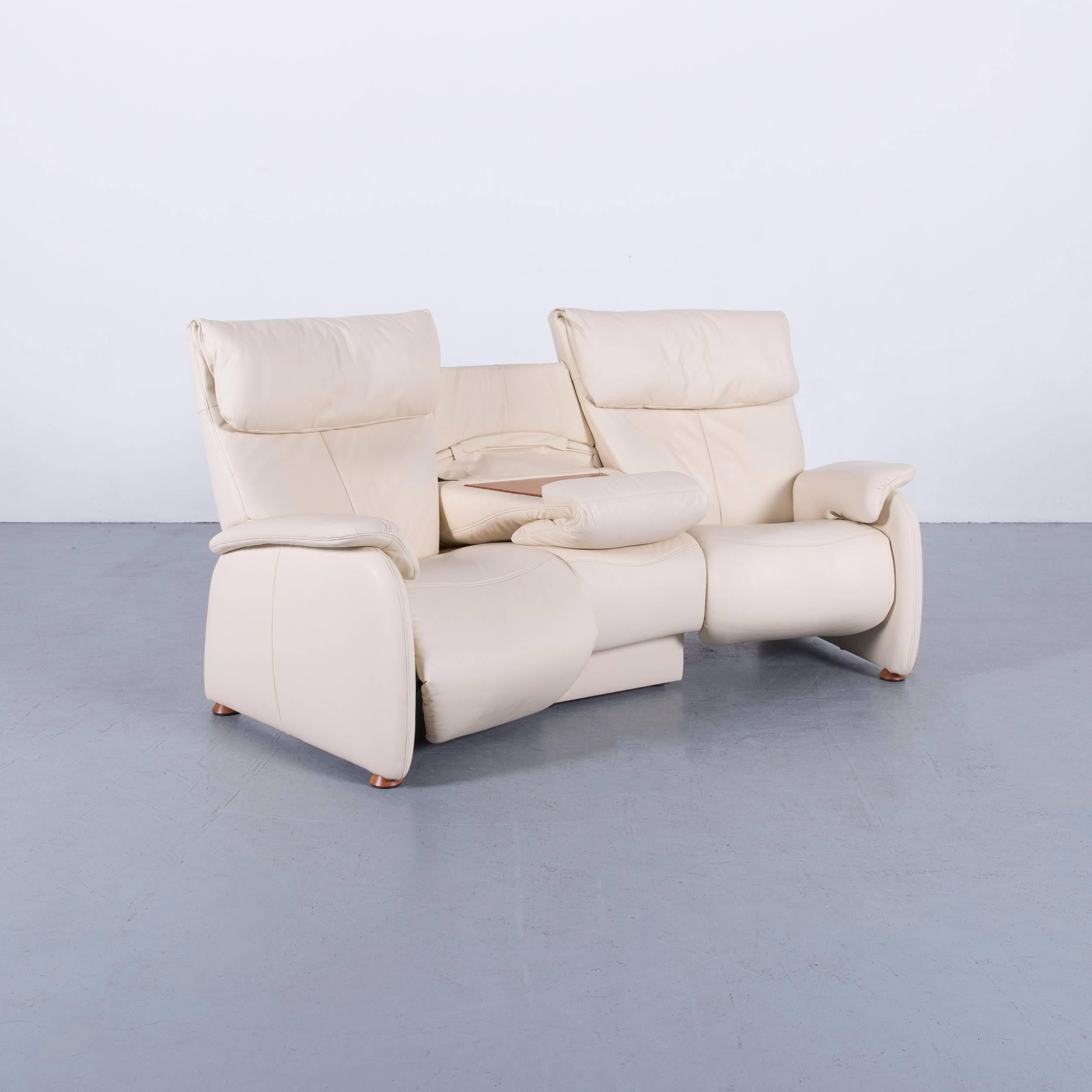 Leather Himolla Trapez Sofa Off-White Three-Seat Couch Recliner