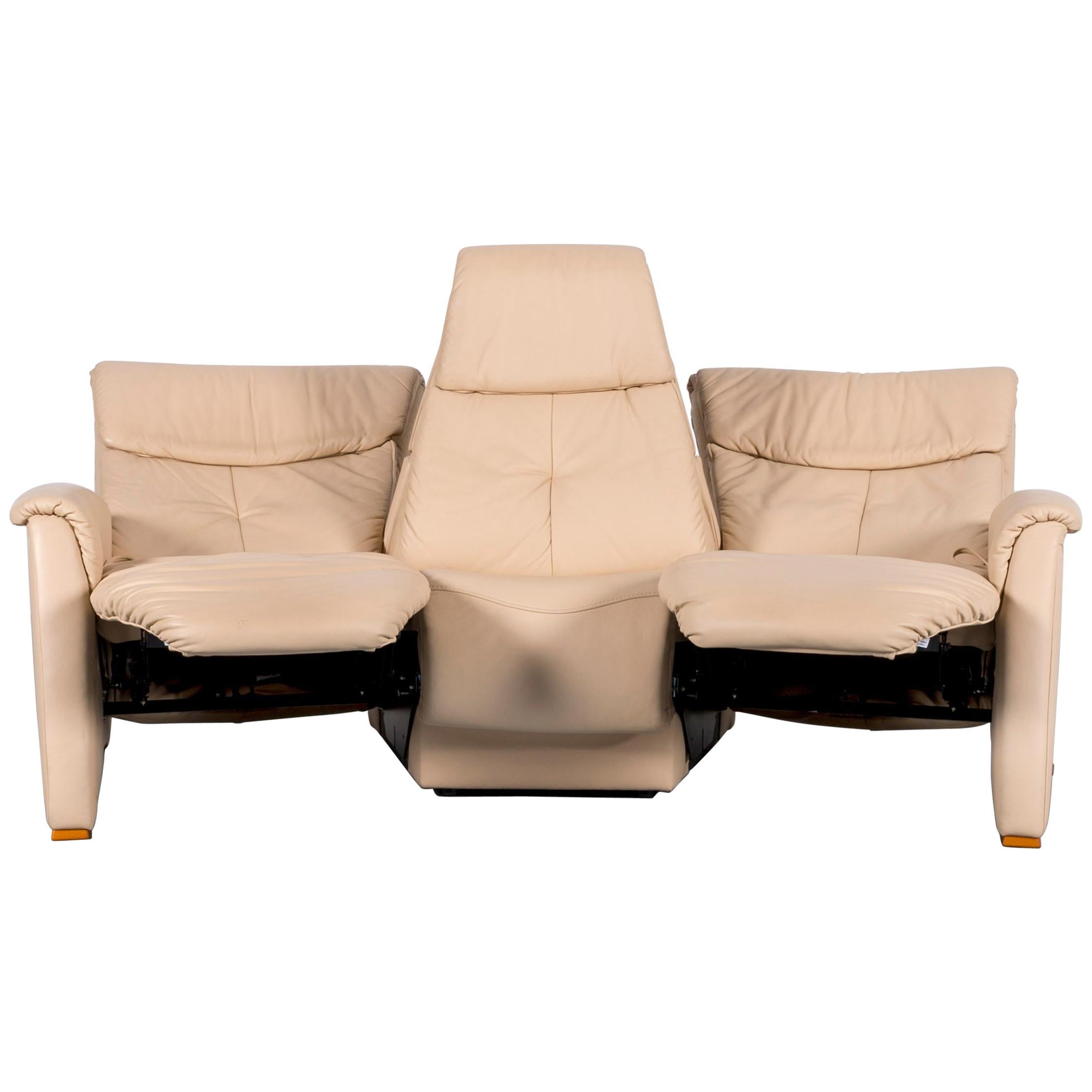 Himolla Trapez Sofa Off-White Three-Seat Couch Recliner For Sale