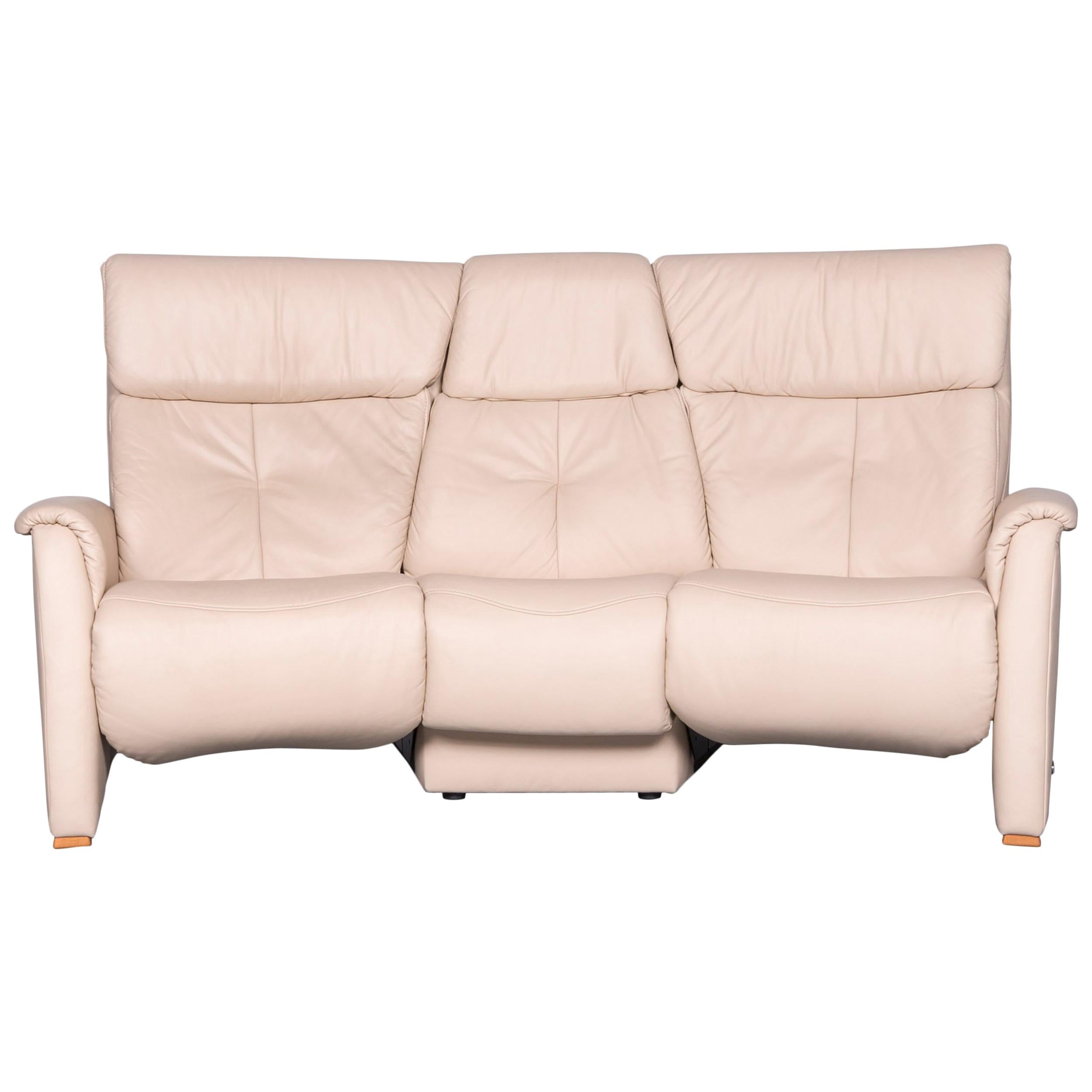 Himolla Trapez Sofa Off-White Three-Seat Couch Recliner For Sale