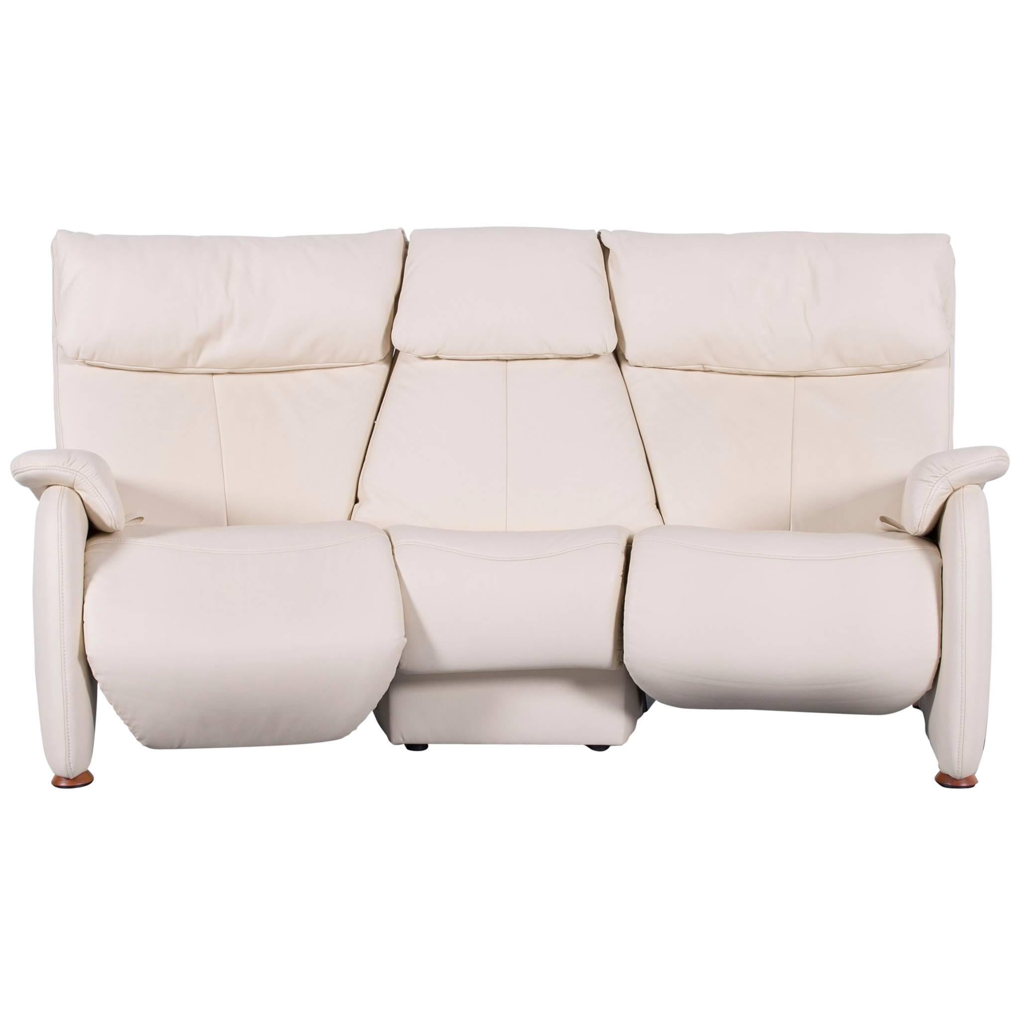 Himolla Trapez Sofa Off-White Three-Seat Couch Recliner