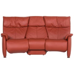 Himolla Trapez-Leder-Sofa Orange Dreisitzer relax Function Couch