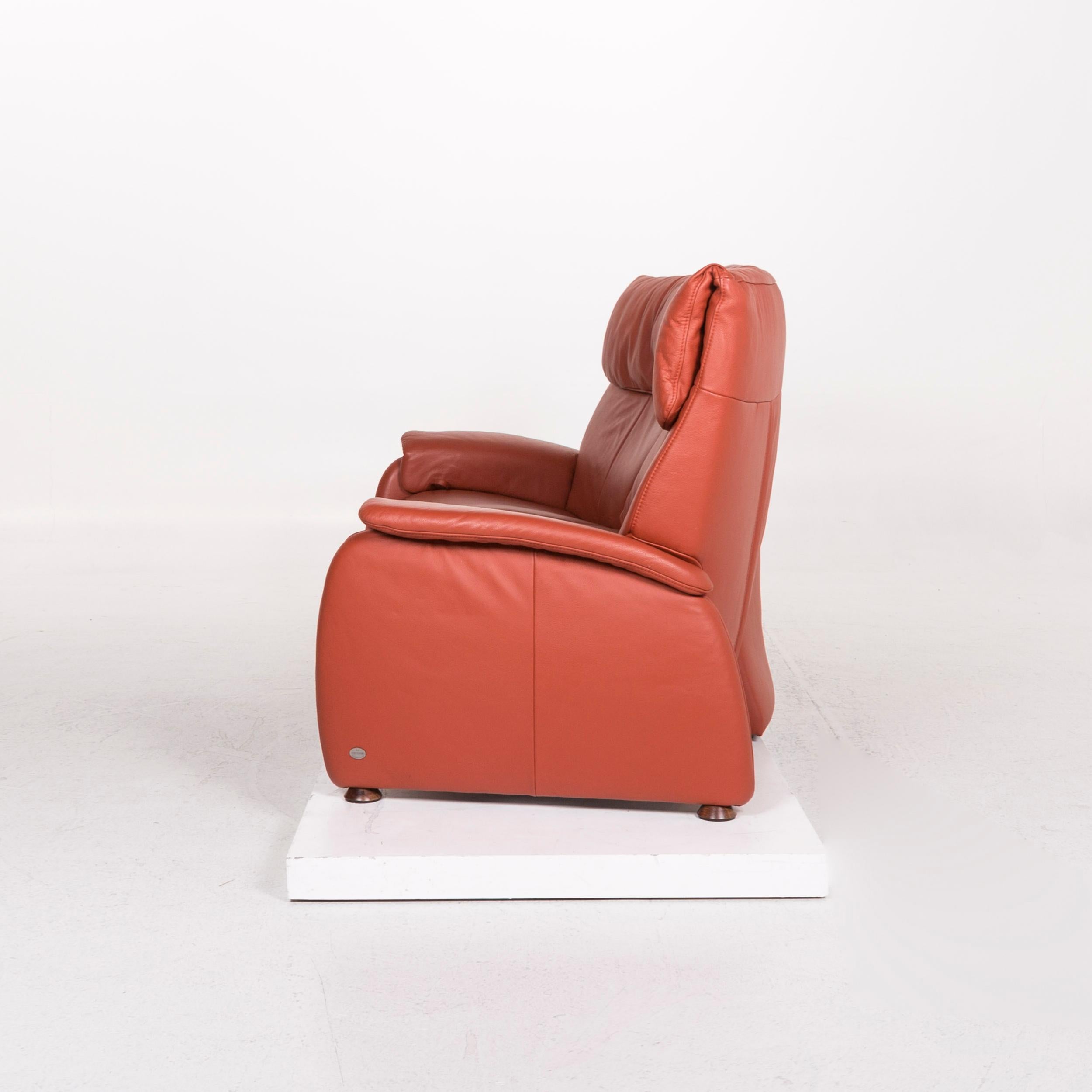 Himolla Trapez-Leder-Sofa Orange Dreisitzer relax Function Couch 3