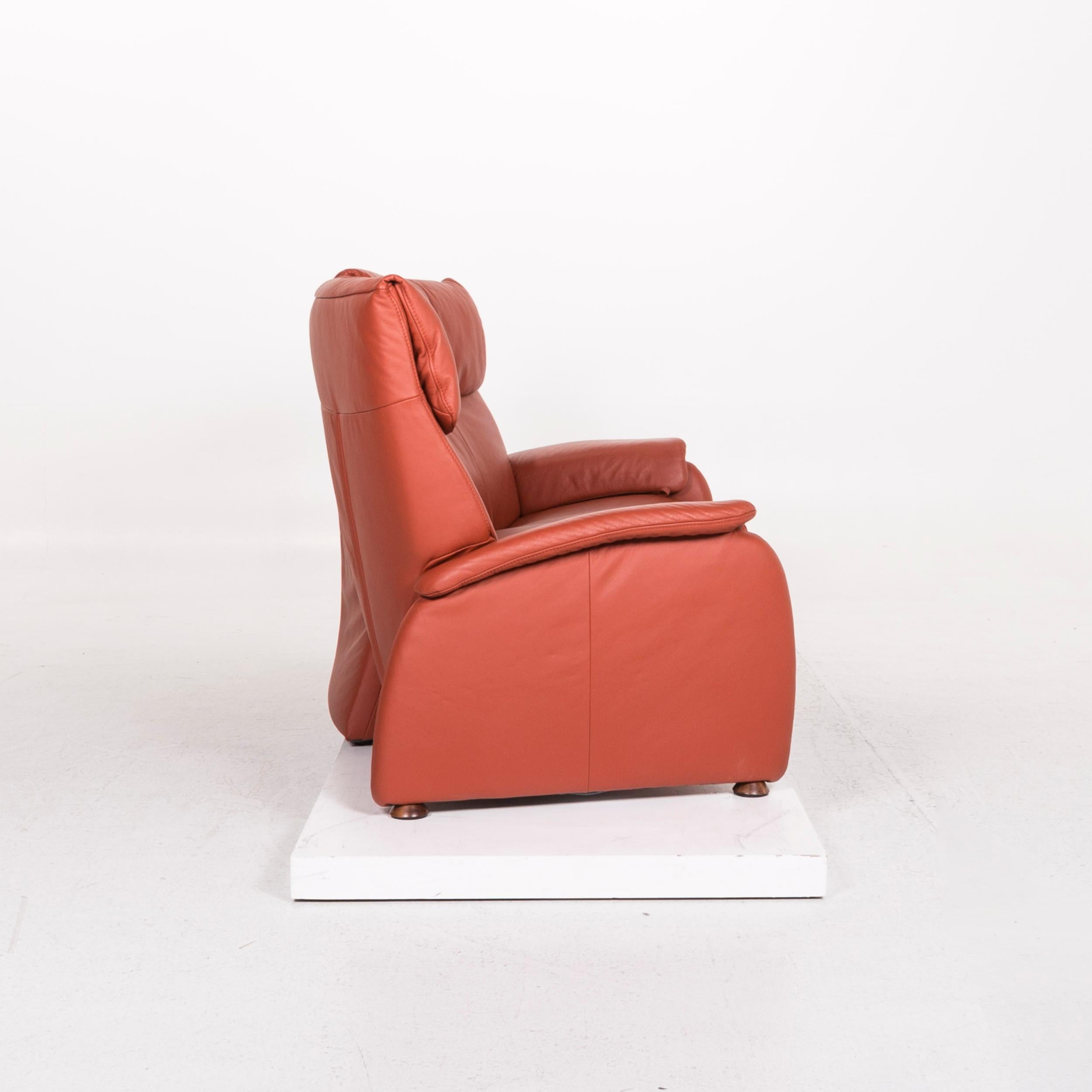 Himolla Trapez-Leder-Sofa Orange Dreisitzer relax Function Couch 1