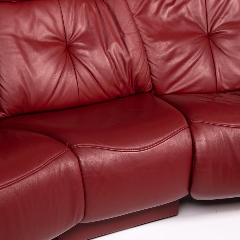Himolla Tze Leather Sofa Red Three Seat Relaxation Function Couch For At 1stdibs Himolla Tze Leather Sofa Red Three, Red Leather Furniture Polish