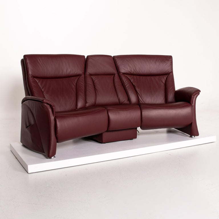 Himolla Trapeze Leather Sofa Set Electric Wine Red Red 1 ThreeSeat 1