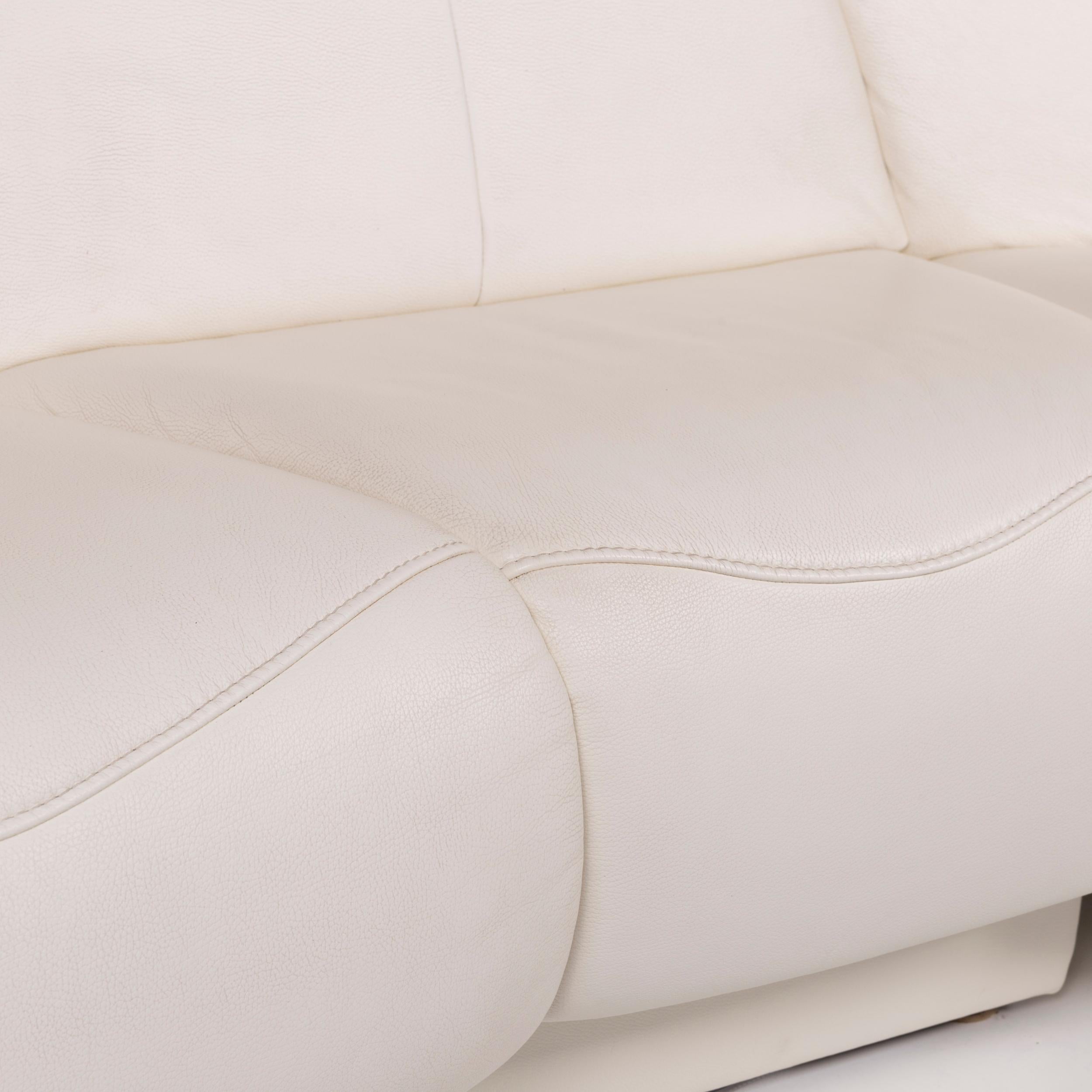 Himolla Trapeze Leather Sofa White Three-Seat Incl. Function at 1stDibs