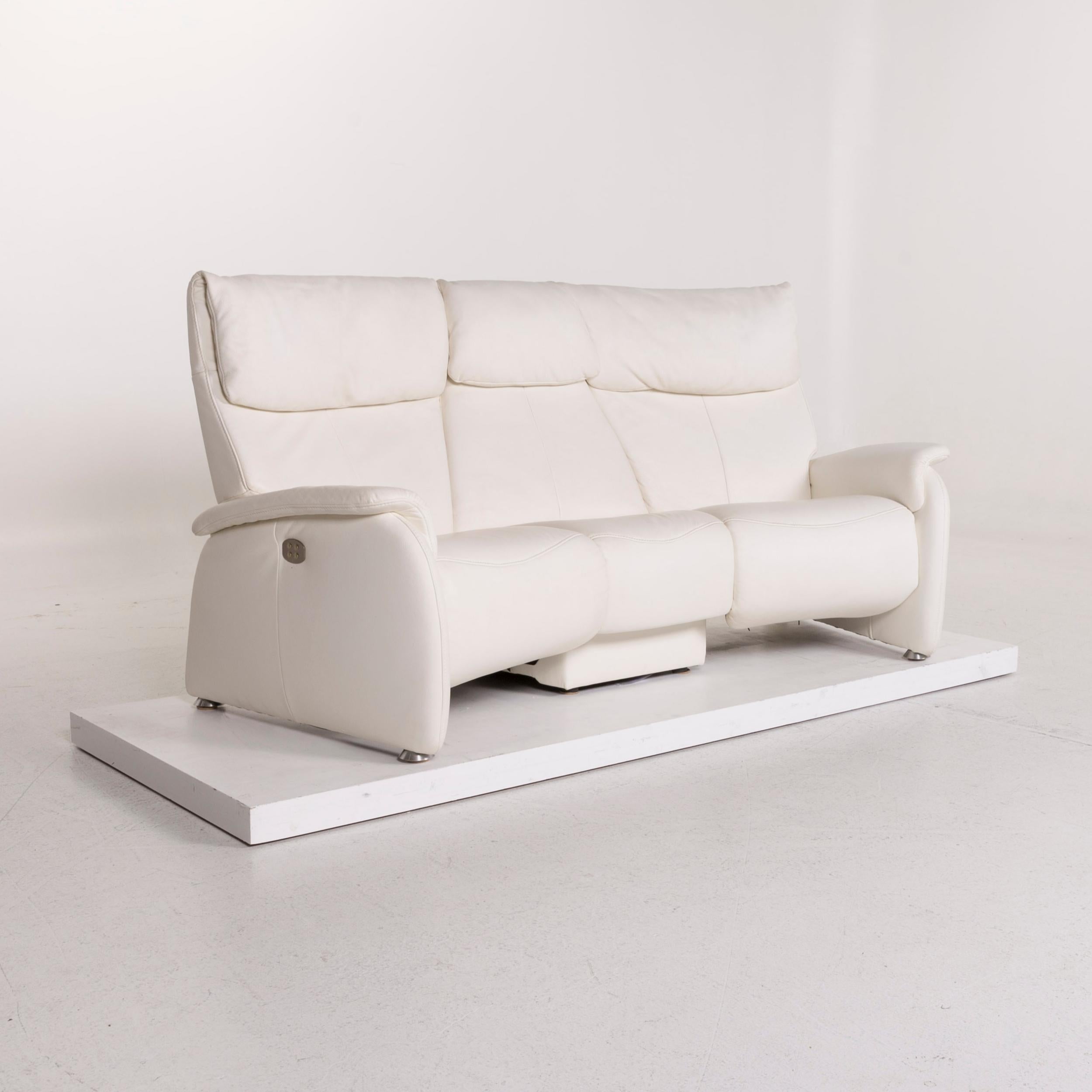 Himolla Trapeze Leather Sofa White Three-Seat Incl. Function 1