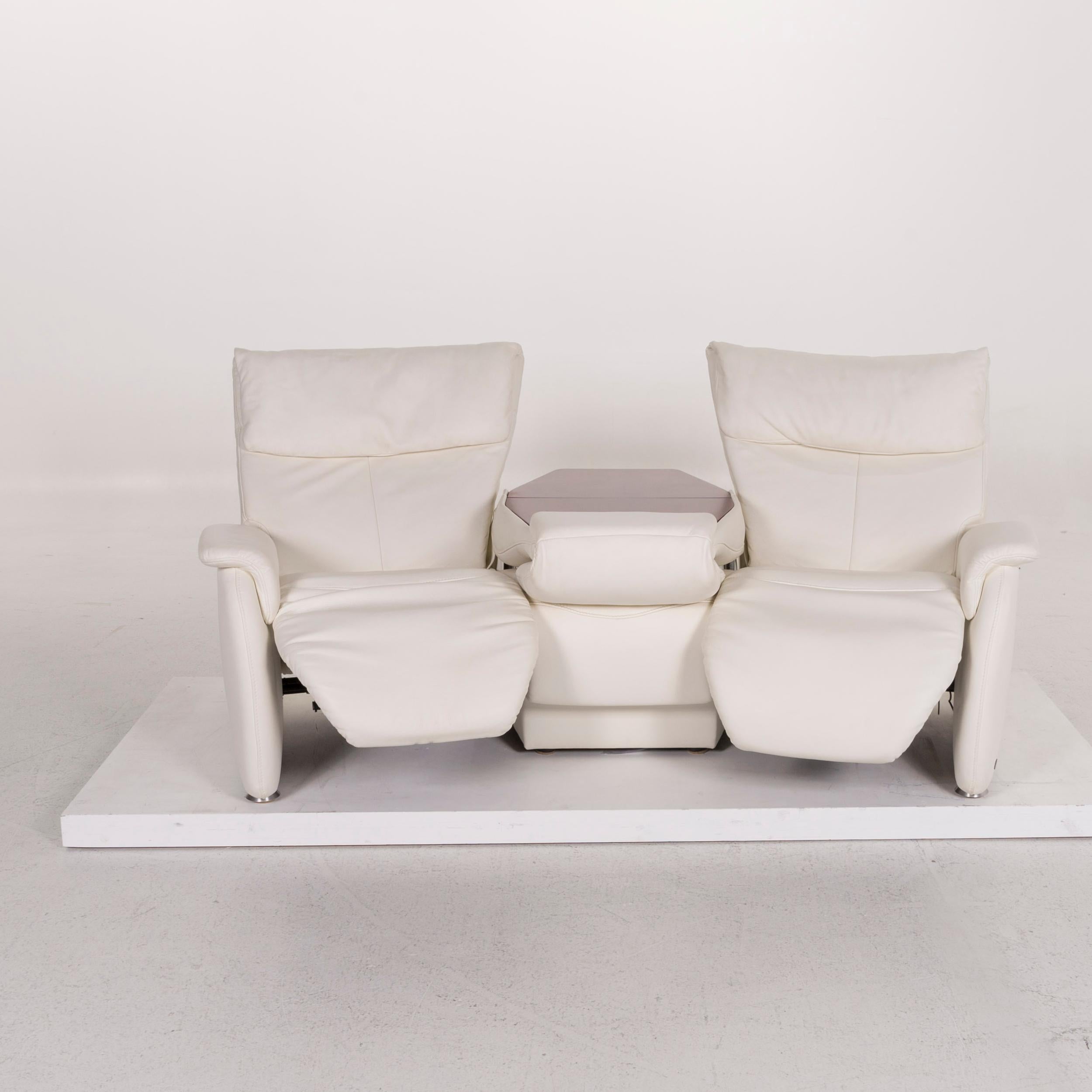 Himolla Trapeze Leather Sofa White Three-Seat Incl. Function 2