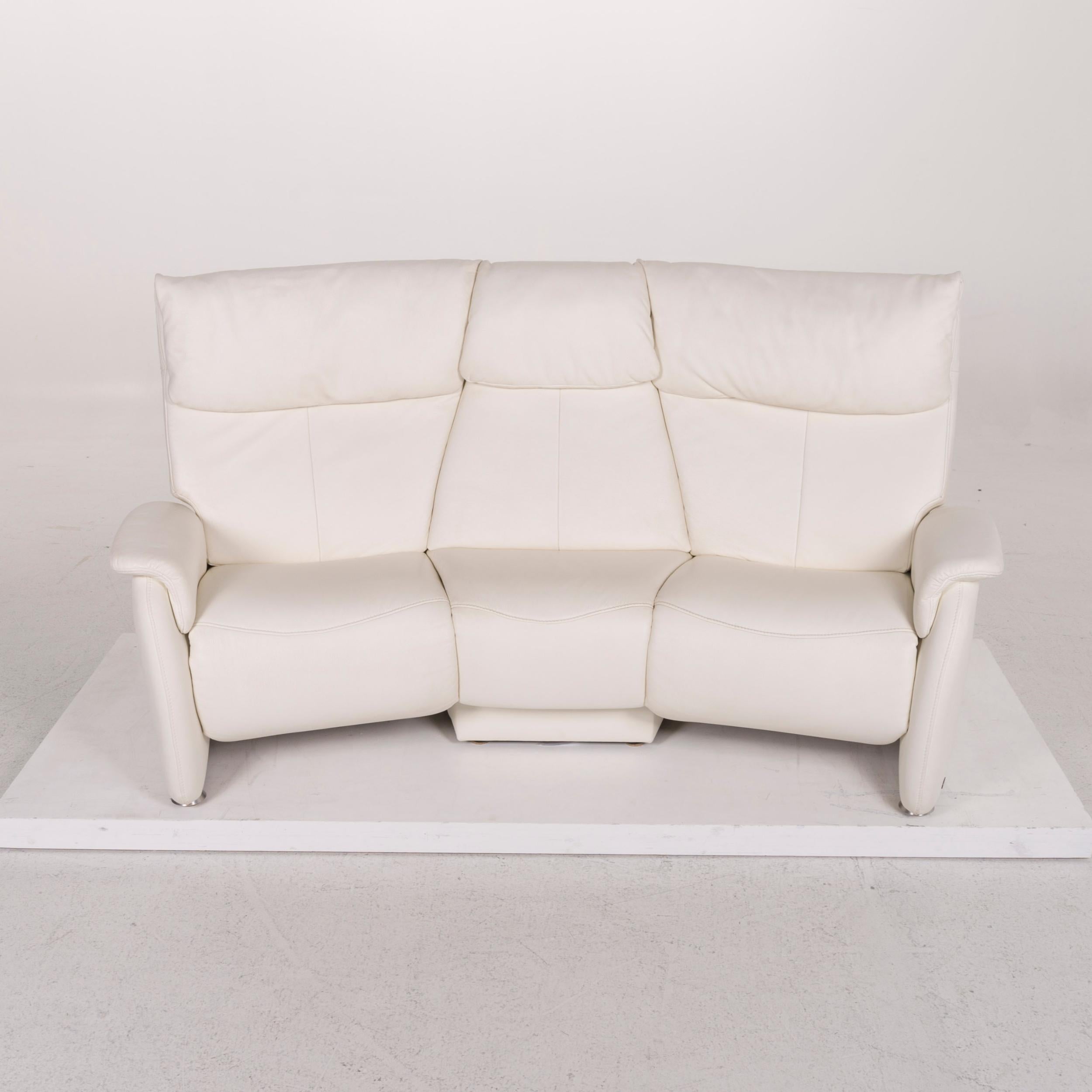 Himolla Trapeze Leather Sofa White Three-Seat Incl. Function at 1stDibs