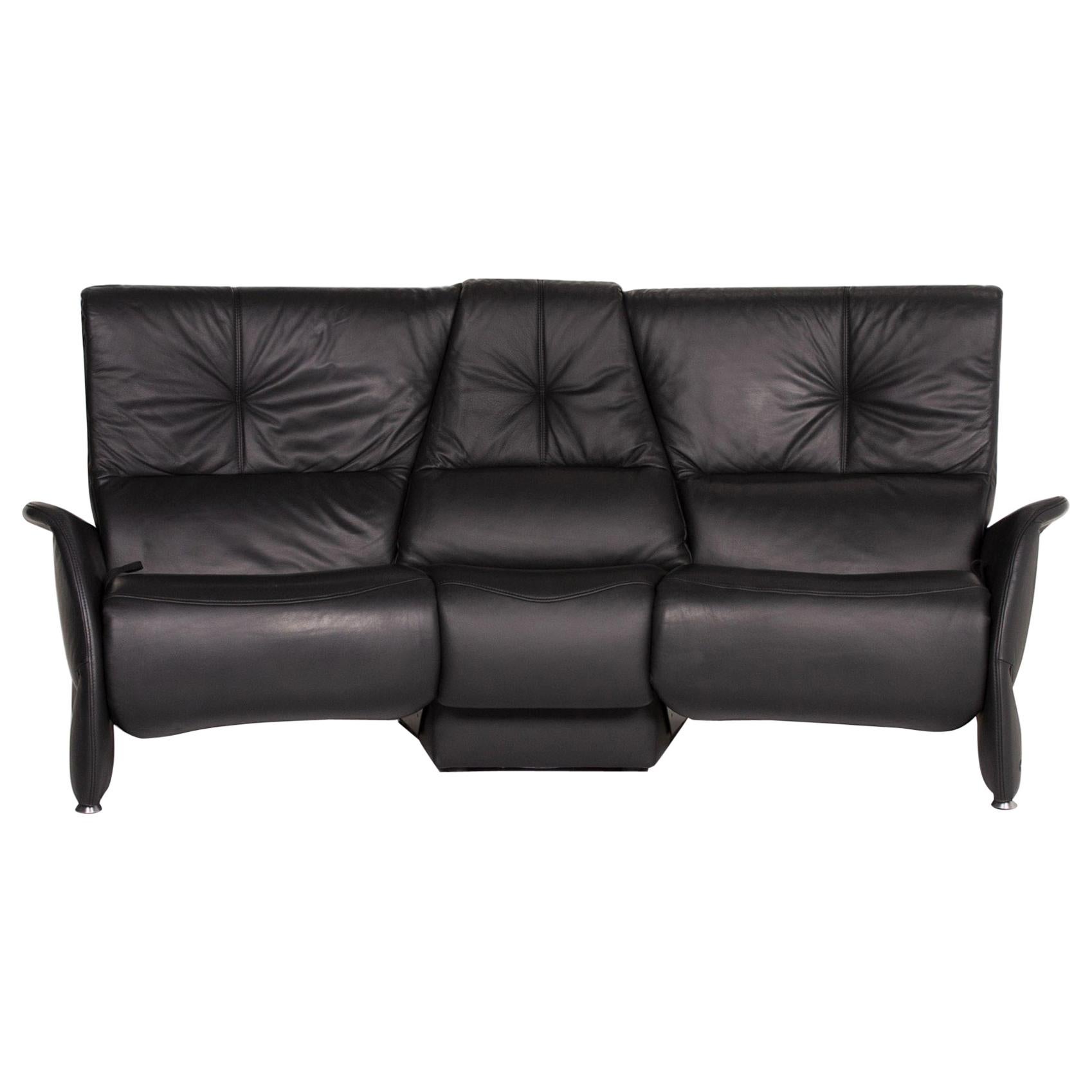 Himolla Trapezoid Leather Sofa Anthracite Three-Seat Relaxation Function Home For Sale