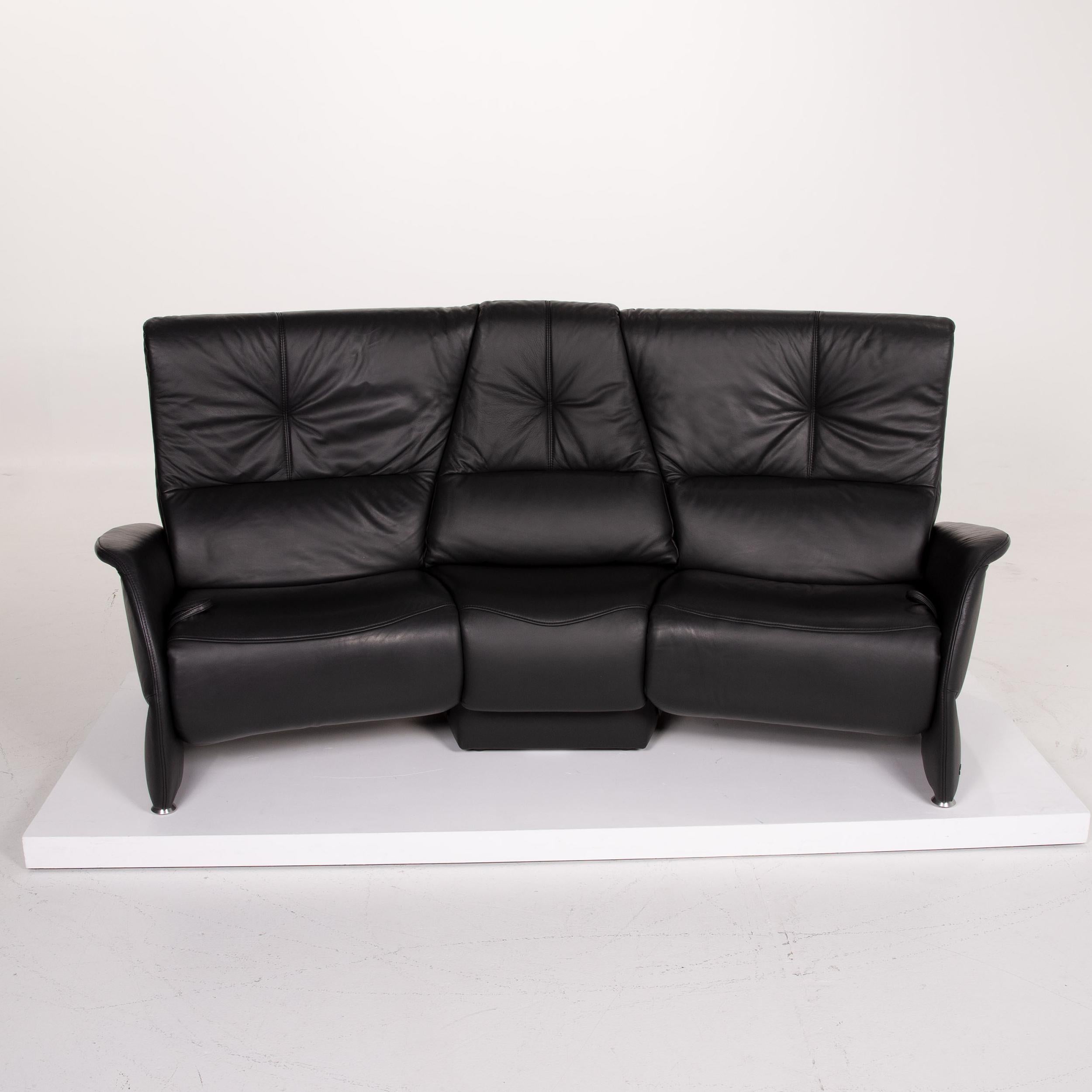 Himolla Trapezoid Leather Sofa Anthracite Three-Seat Relaxation Function Home For Sale 3