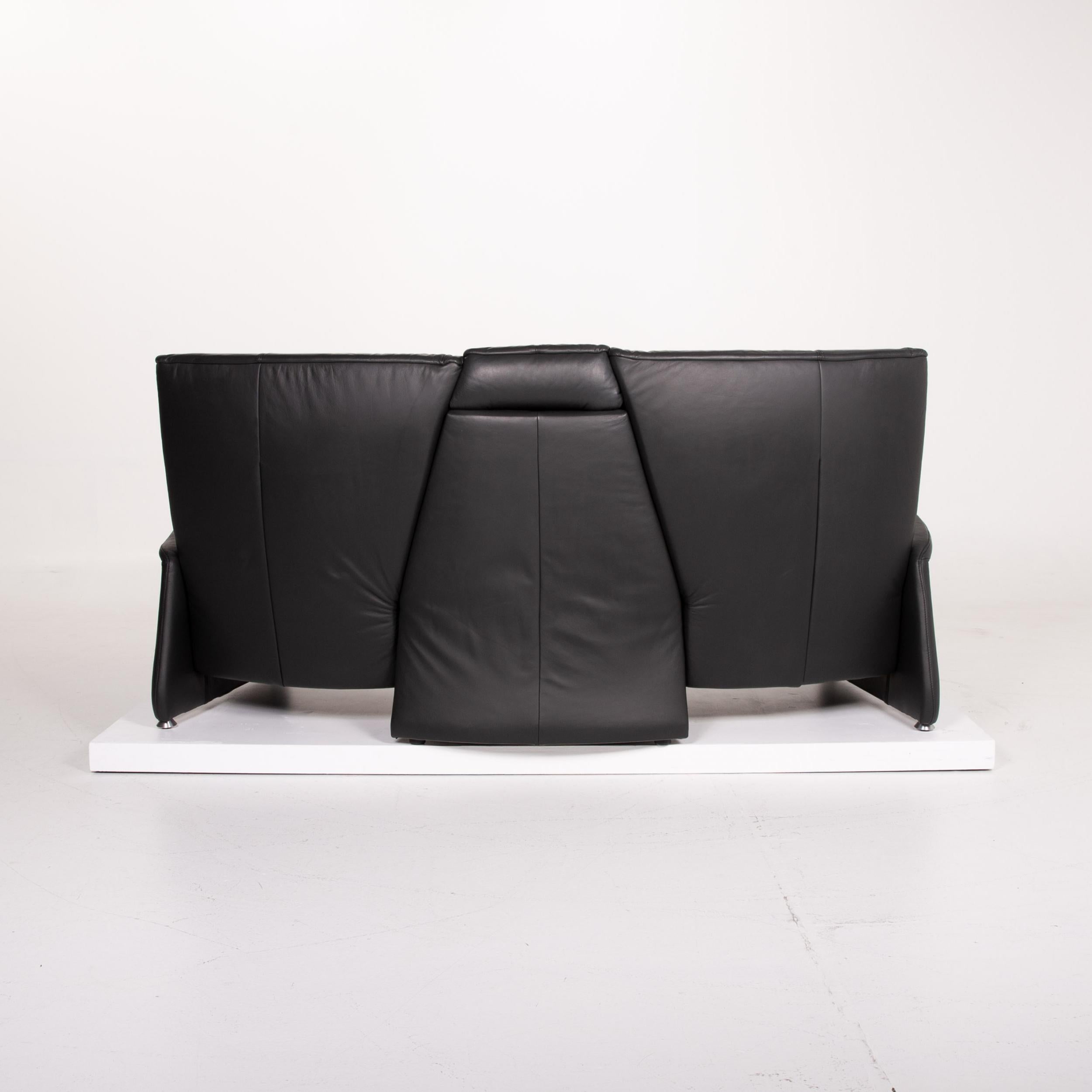 Himolla Trapezoid Leather Sofa Anthracite Three-Seat Relaxation Function Home For Sale 5