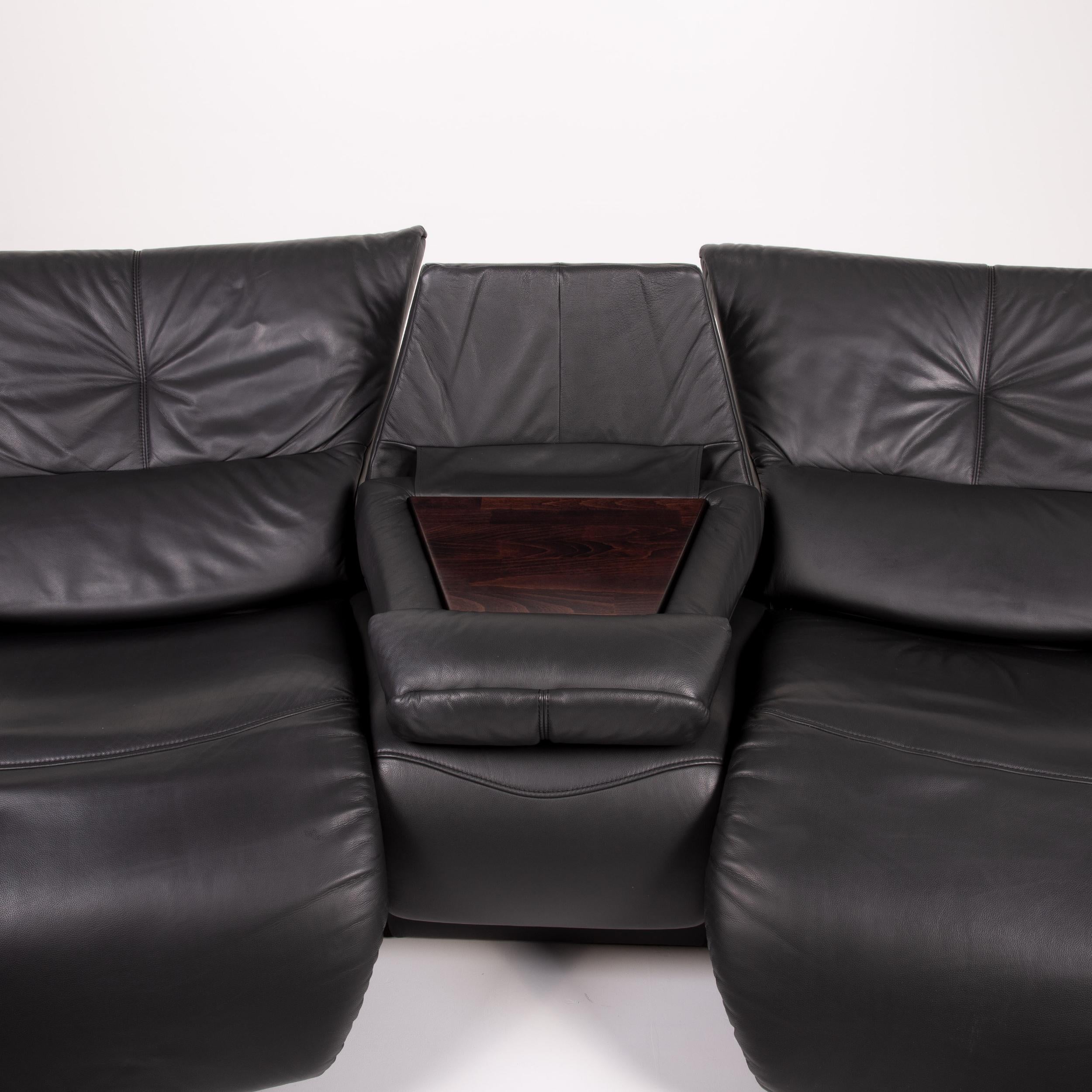 Modern Himolla Trapezoid Leather Sofa Anthracite Three-Seat Relaxation Function Home For Sale