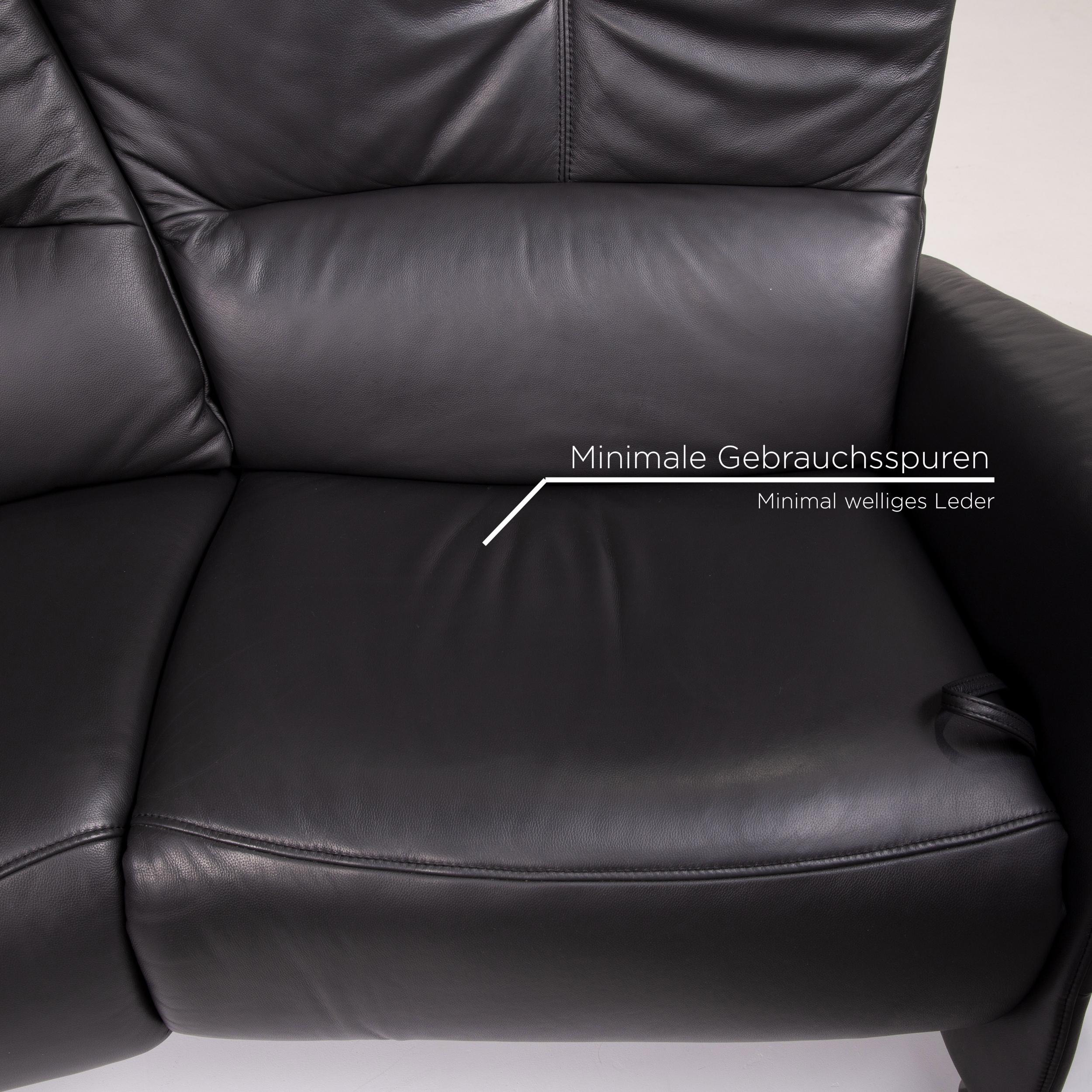 Polish Himolla Trapezoid Leather Sofa Anthracite Three-Seat Relaxation Function Home For Sale