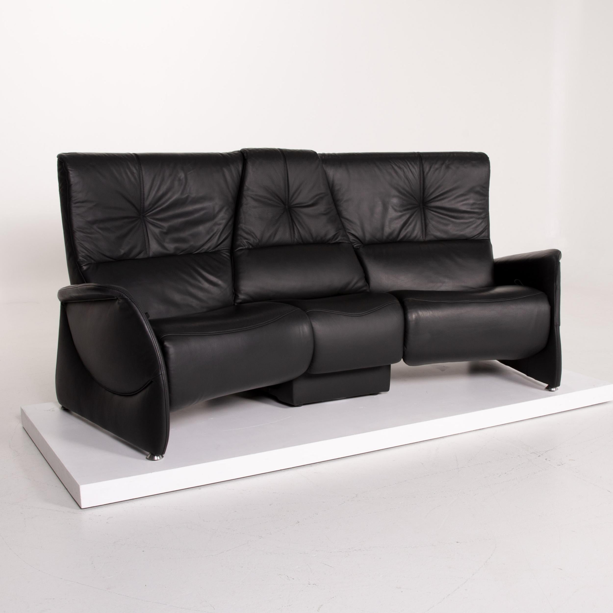 Himolla Trapezoid Leather Sofa Anthracite Three-Seat Relaxation Function Home For Sale 1