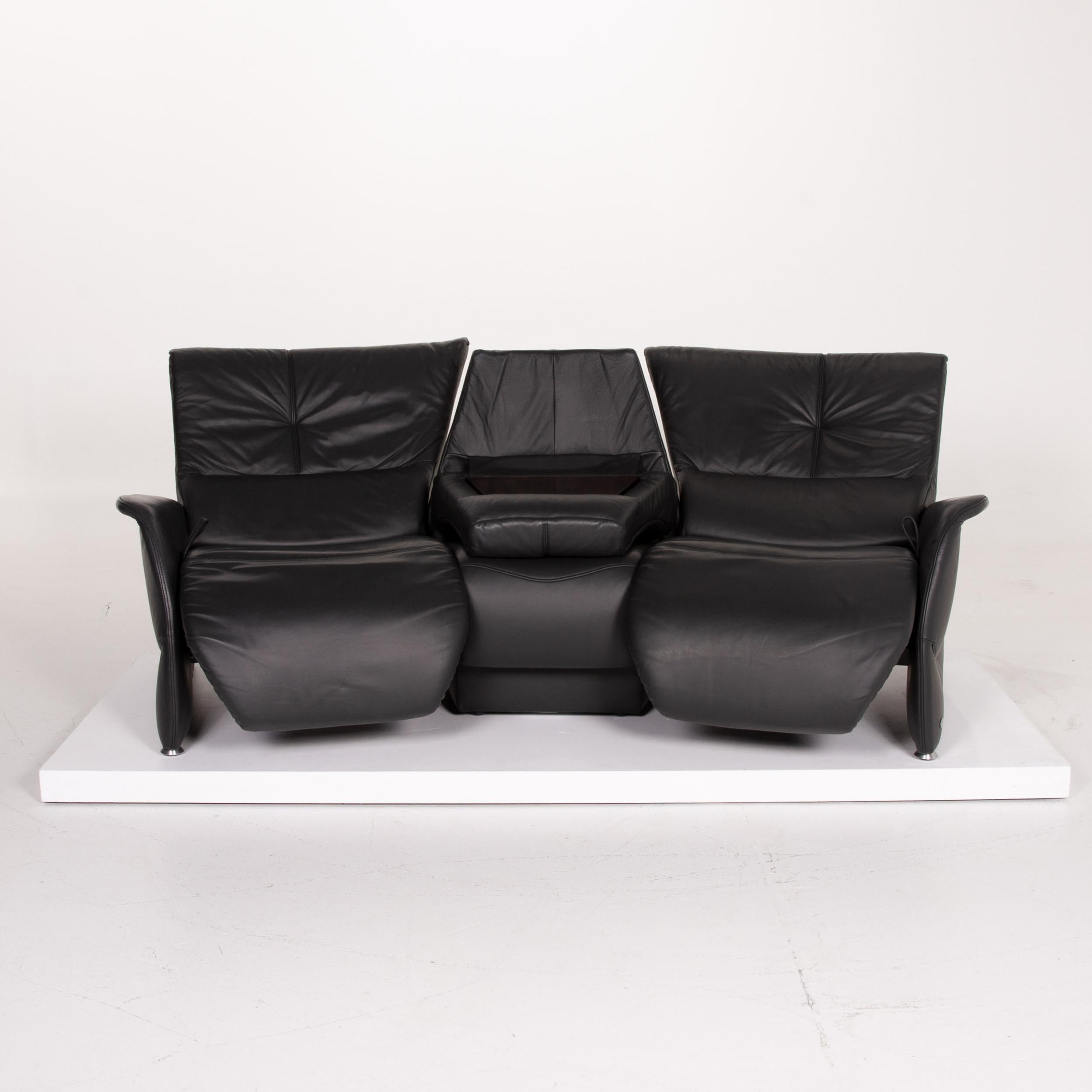 Himolla Trapezoid Leather Sofa Anthracite Three-Seat Relaxation Function Home For Sale 2