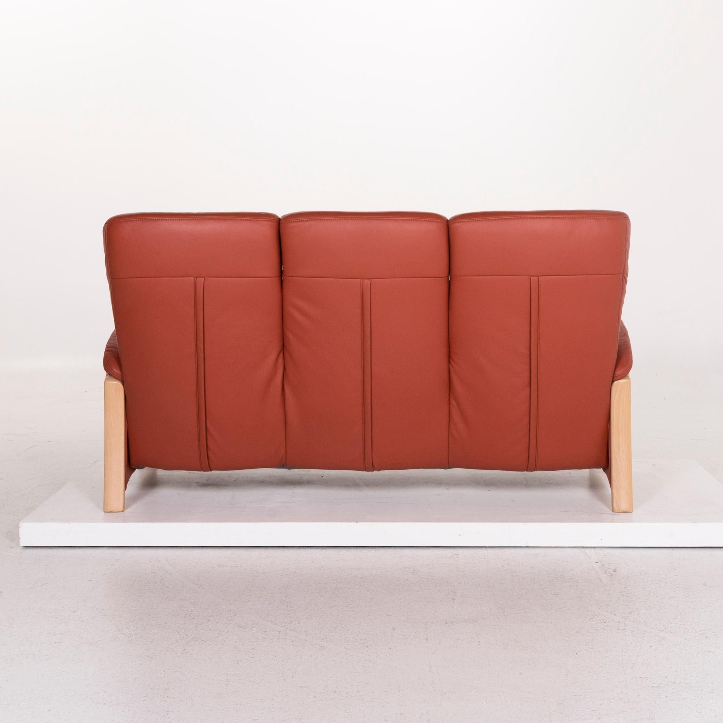 Himolla Windsor Leather Sofa Red Three-Seat Couch For Sale 2