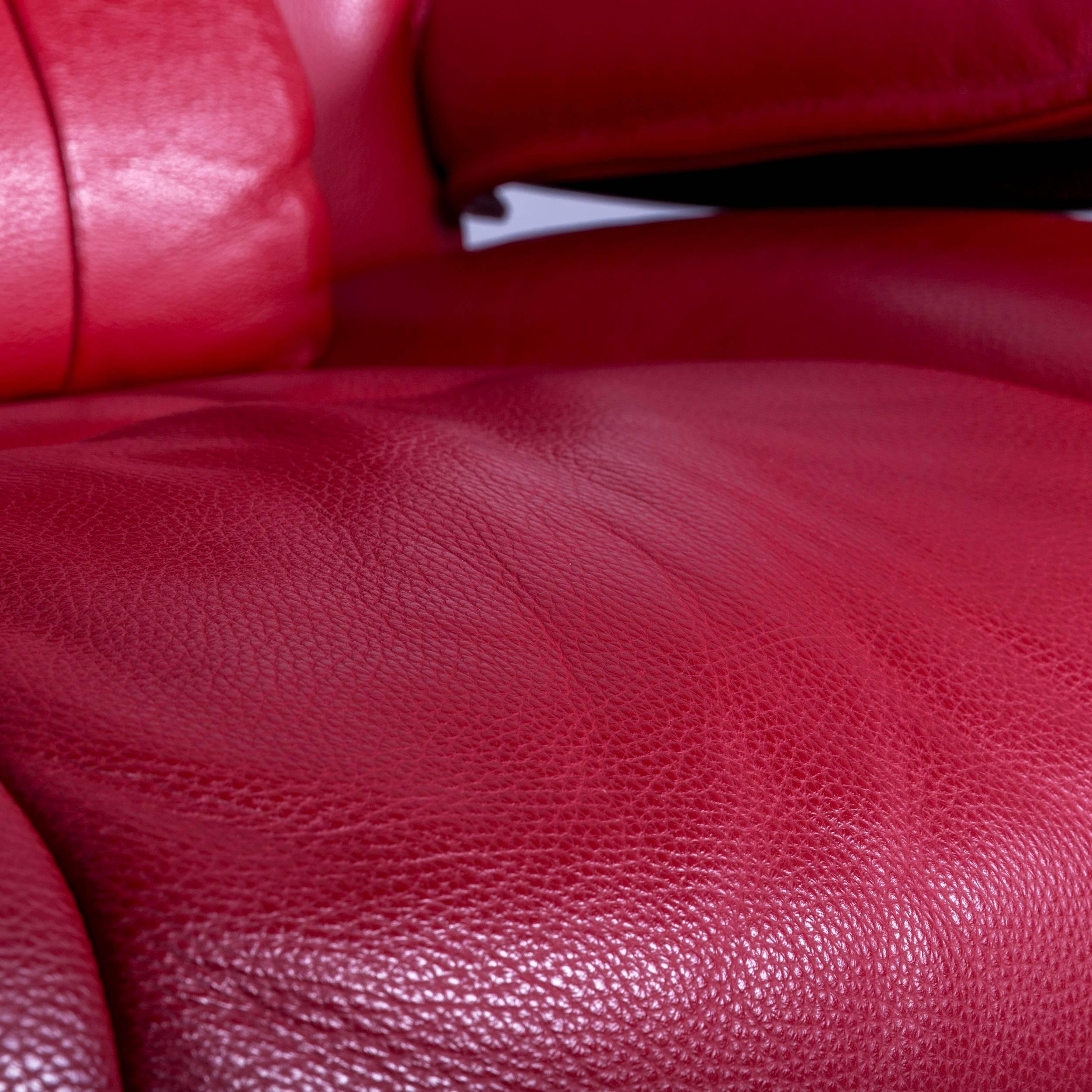 Himolla Zerostress Armchair and Footstool Set Leather Red Recliner 1