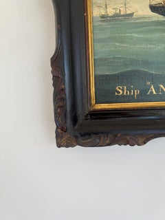 Hin Qua Attrib: Chinese Export "Anita" Ship Painting on Canvas C. 1869