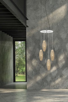 Lampade Hinaki Cascade in compensato di bambù di David Trubridge