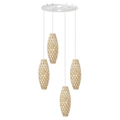 Lampade Hinaki Cascade in compensato di bambù di David Trubridge