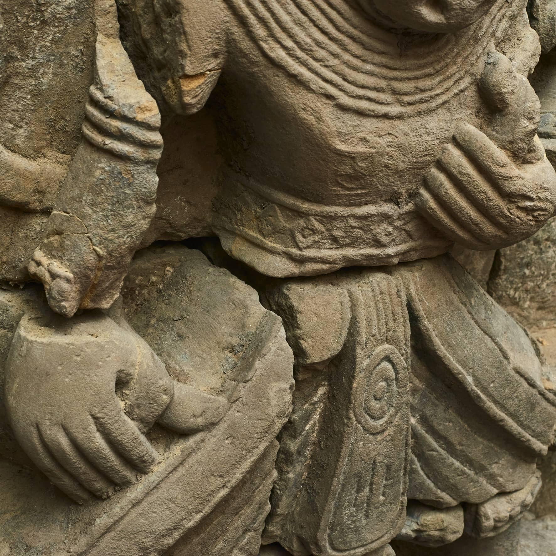 Burmese Hindi Sandstone Carving of Nandi / Nandikeshwara, 600-800 Years Old For Sale