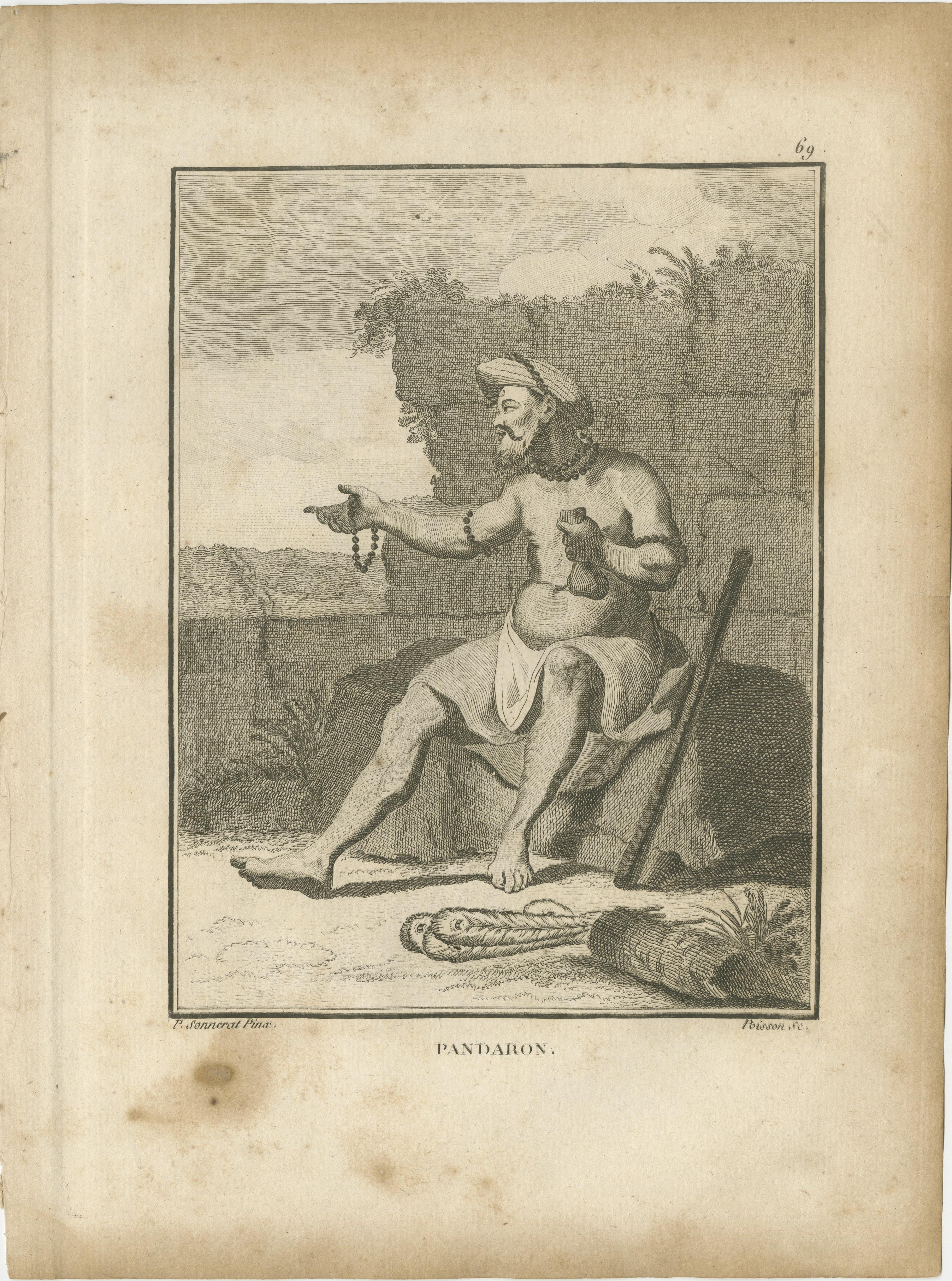 Gravé Ascètes et prêtres hindous - Saniassi, Pandaron et Carepatré, 1806 en vente