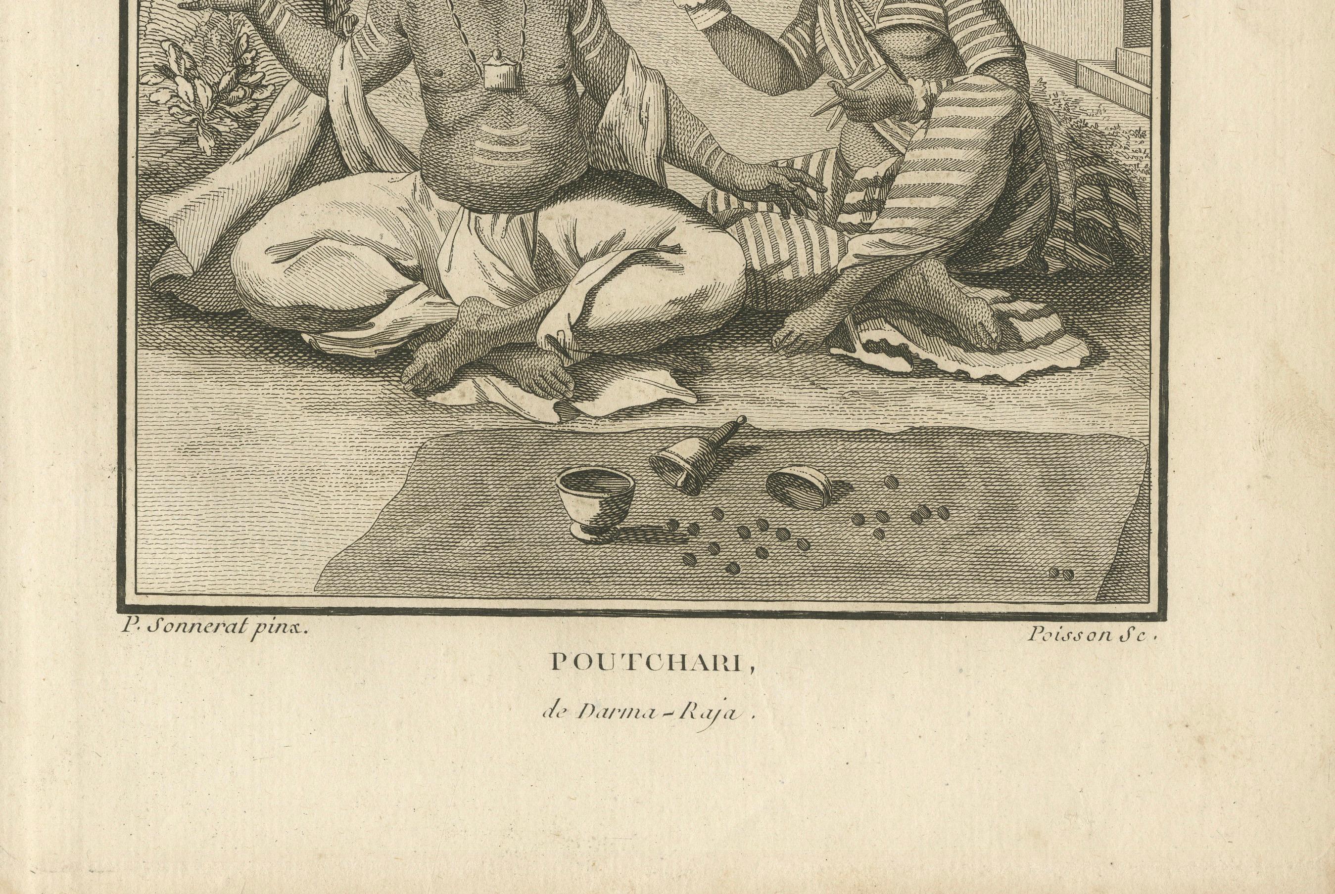 Hindu-Paar mit rituellen Utensilien - Poutchari von Darma Raja, 1806 (Französisch) im Angebot
