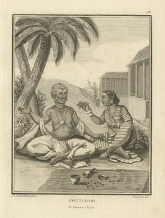 Pareja hindú con utensilios rituales - Poutchari de Darma Raja, 1806