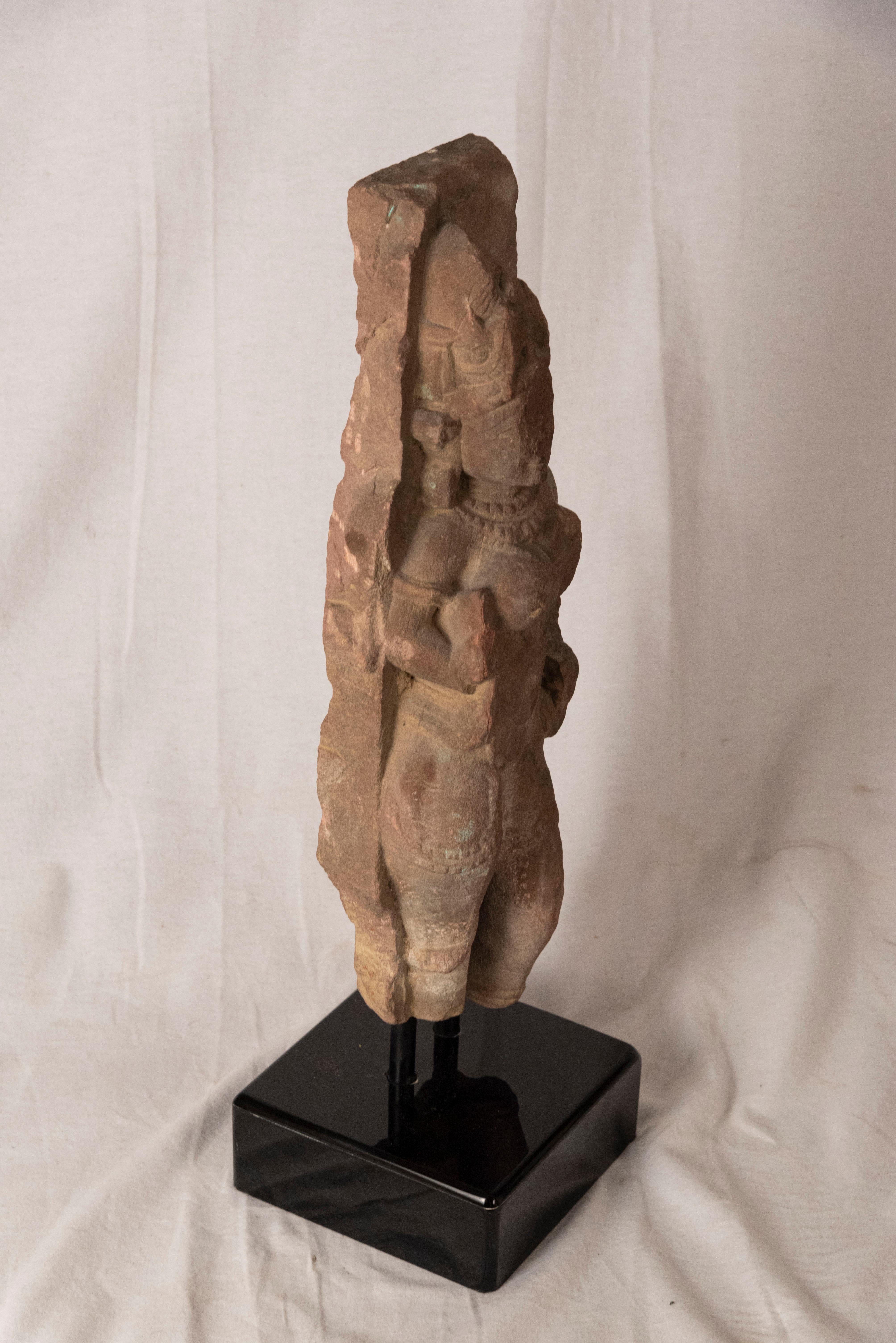 Hindu Deity Figure Carved in Basalt, 'circa 1850', India In Good Condition In Salt Lake City, UT