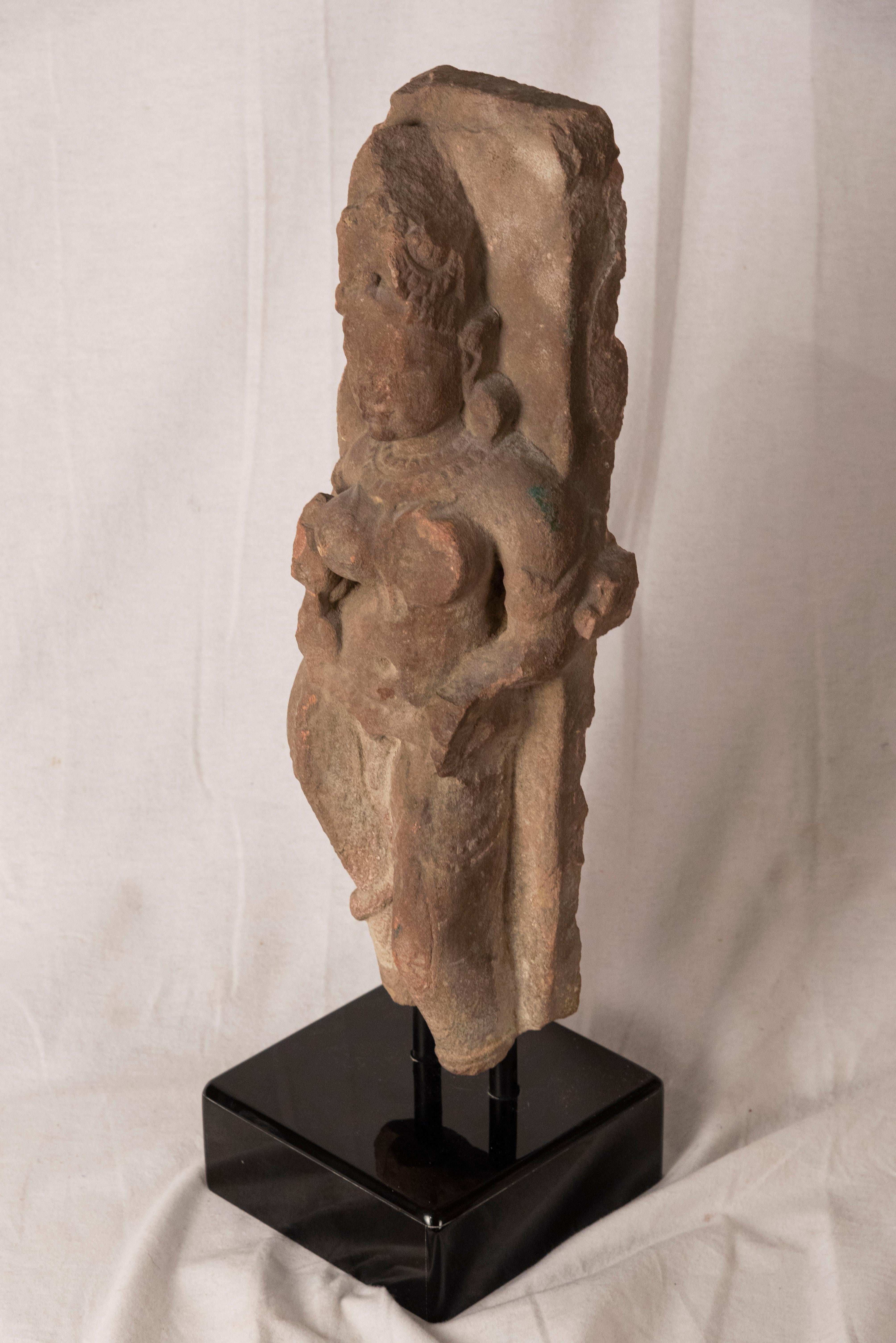 Stone Hindu Deity Figure Carved in Basalt, 'circa 1850', India