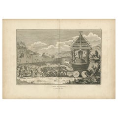 Procesión festiva hindú con carro de Vishnu - Grabado según Sonnerat, 1806