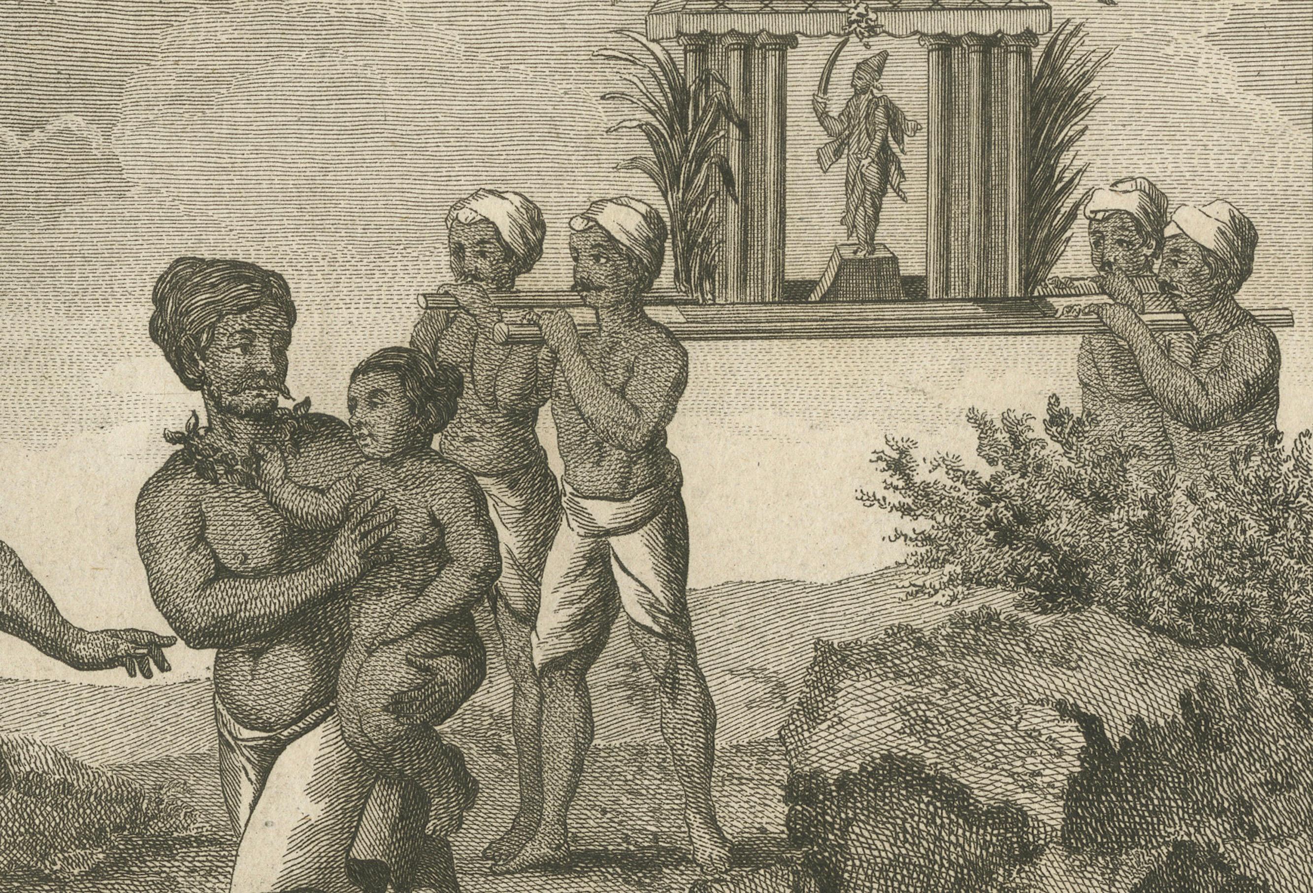 Hinduistische Feuerlaufzeremonie zu Ehren von Dharma Raja - Stich, 1806 im Zustand „Gut“ im Angebot in Langweer, NL