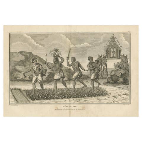 Hindu Fire-Walking Ceremony in Honor of Dharma Raja – Engraving, 1806