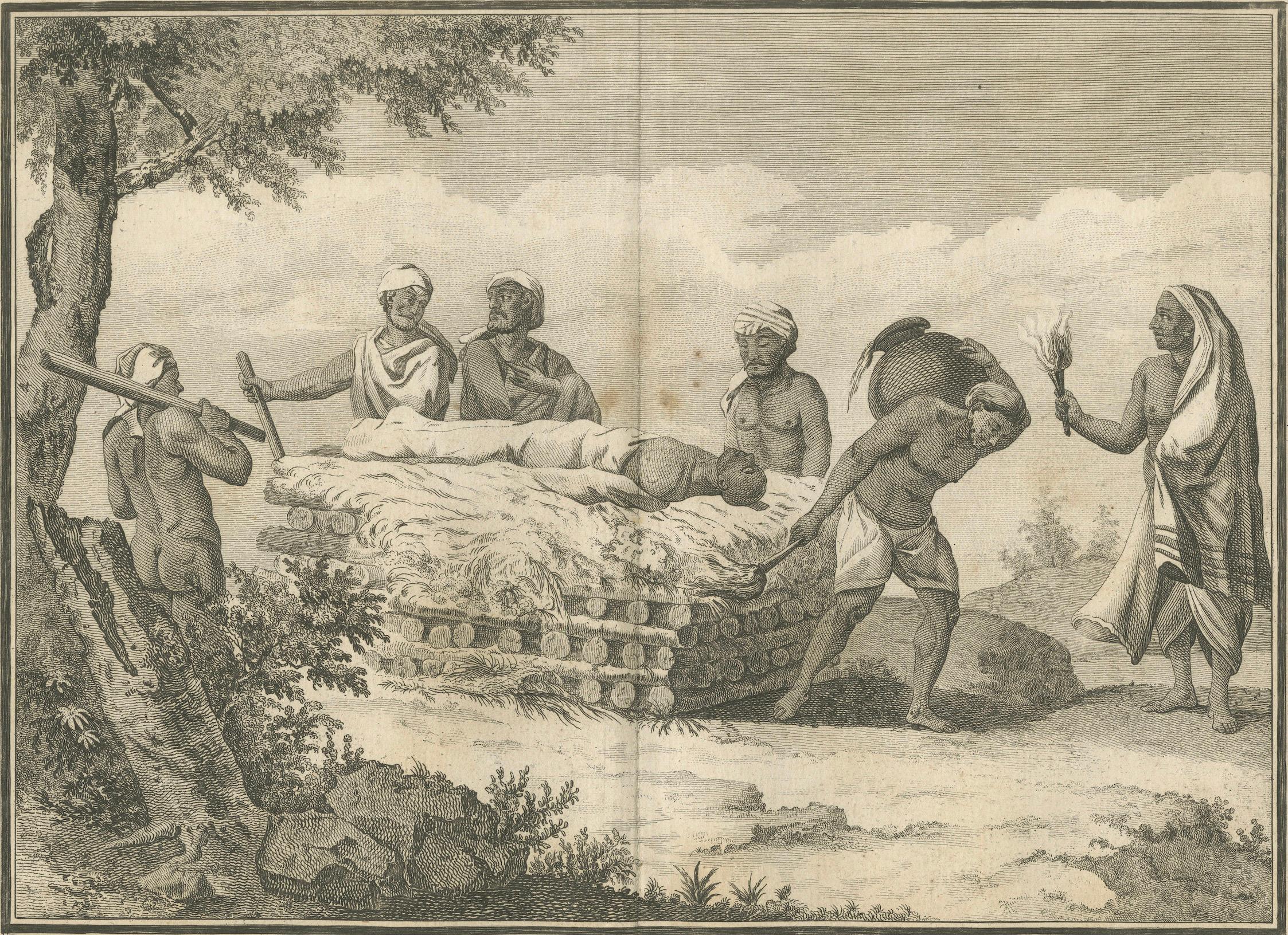 Hindu Funeral Ceremony – Vaishnavite Rites, Sonnerat Engraving, Paris 1806 For Sale 1