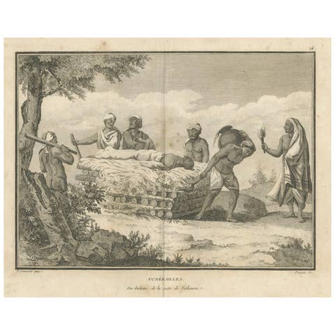 Hindu Funeral Ceremony – Vaishnavite Rites, Sonnerat Engraving, Paris 1806
