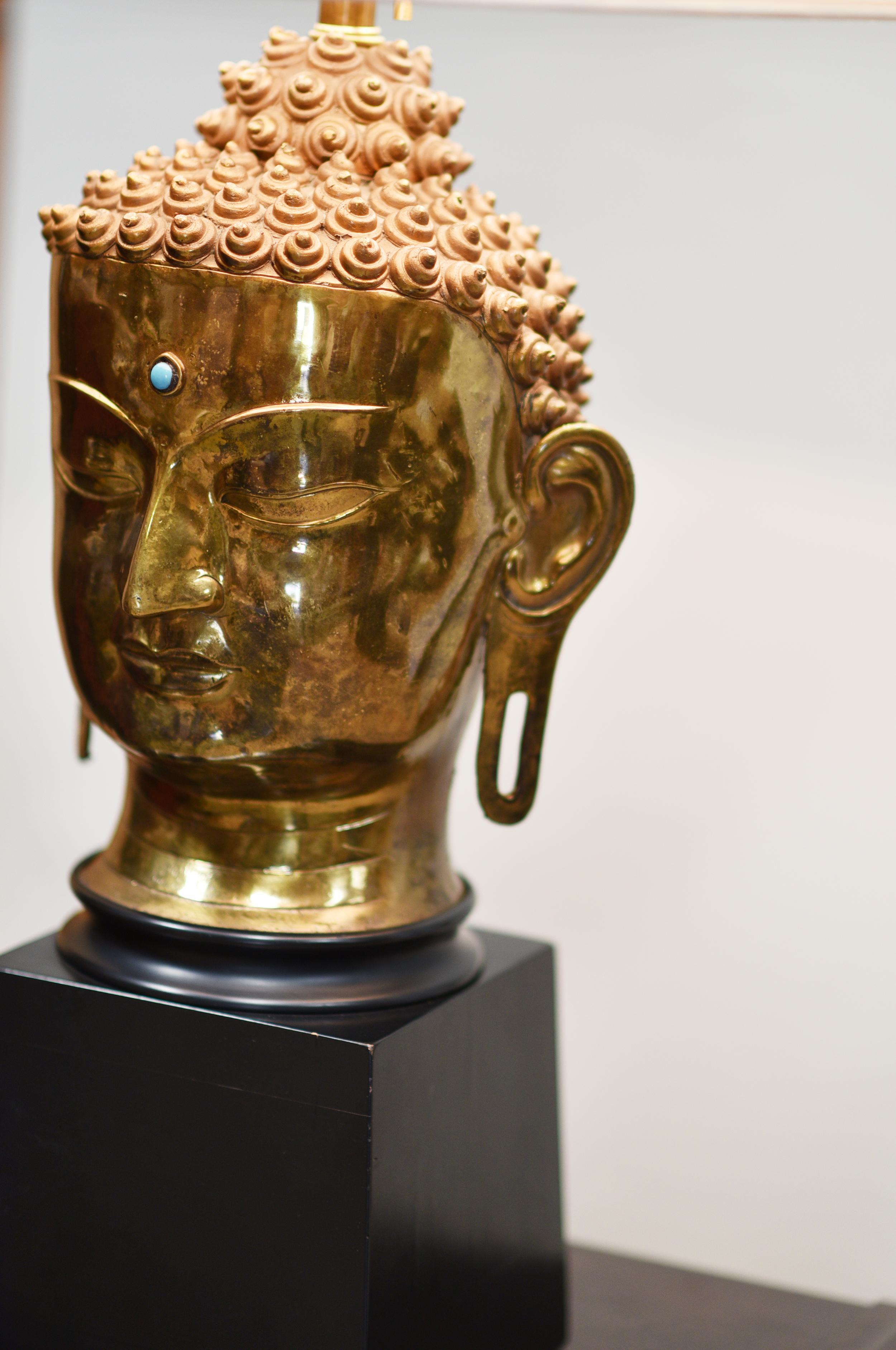 HINDU HEAD BRASS Table Lamp  In Good Condition For Sale In Hawthorne, CA