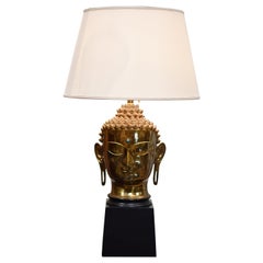 Antique HINDU HEAD BRASS Table Lamp 