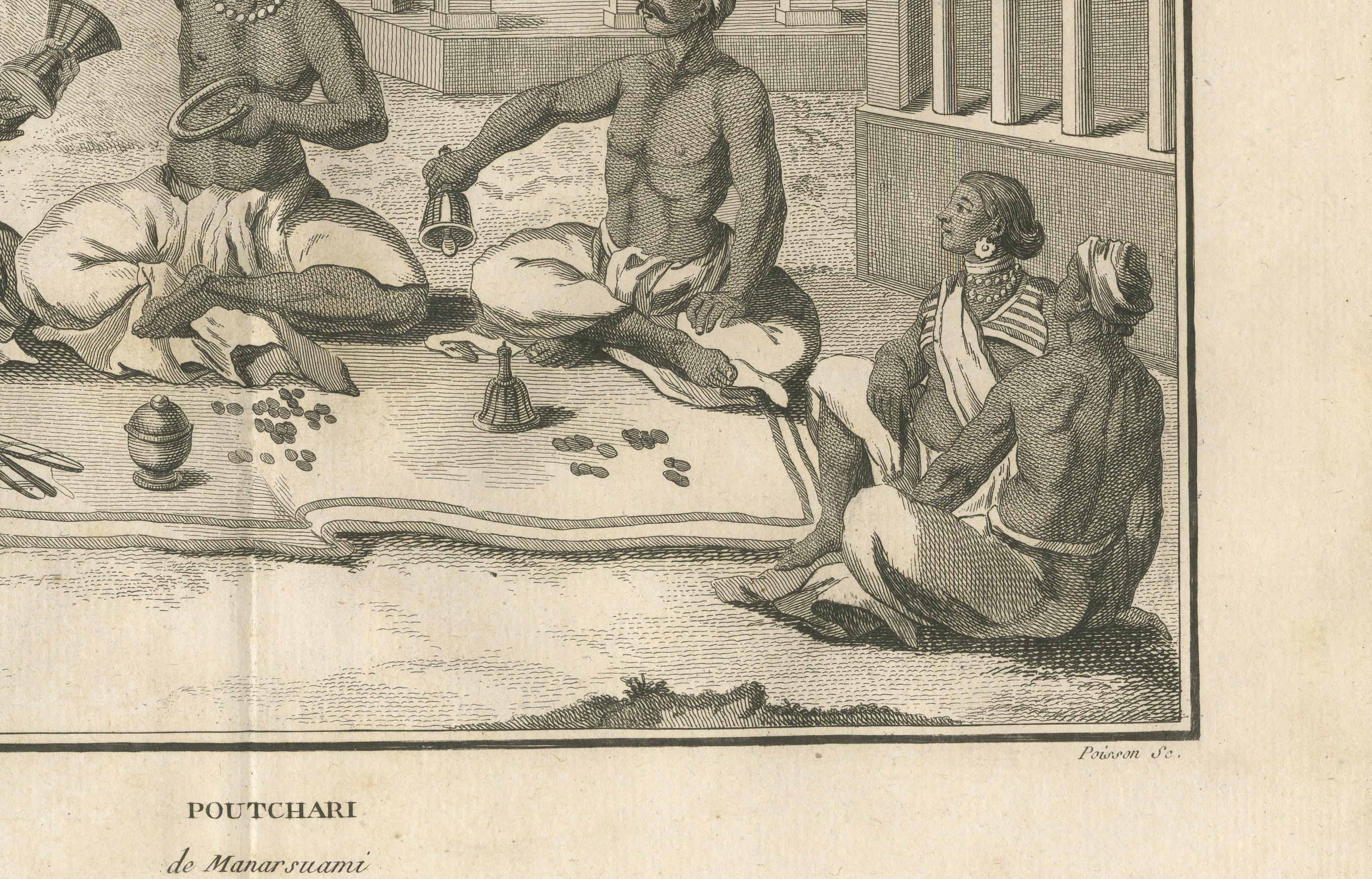 Gravé Assemblée sacerdotale hindoue - Poutchari de Maarraami, Gravure, 1806 en vente